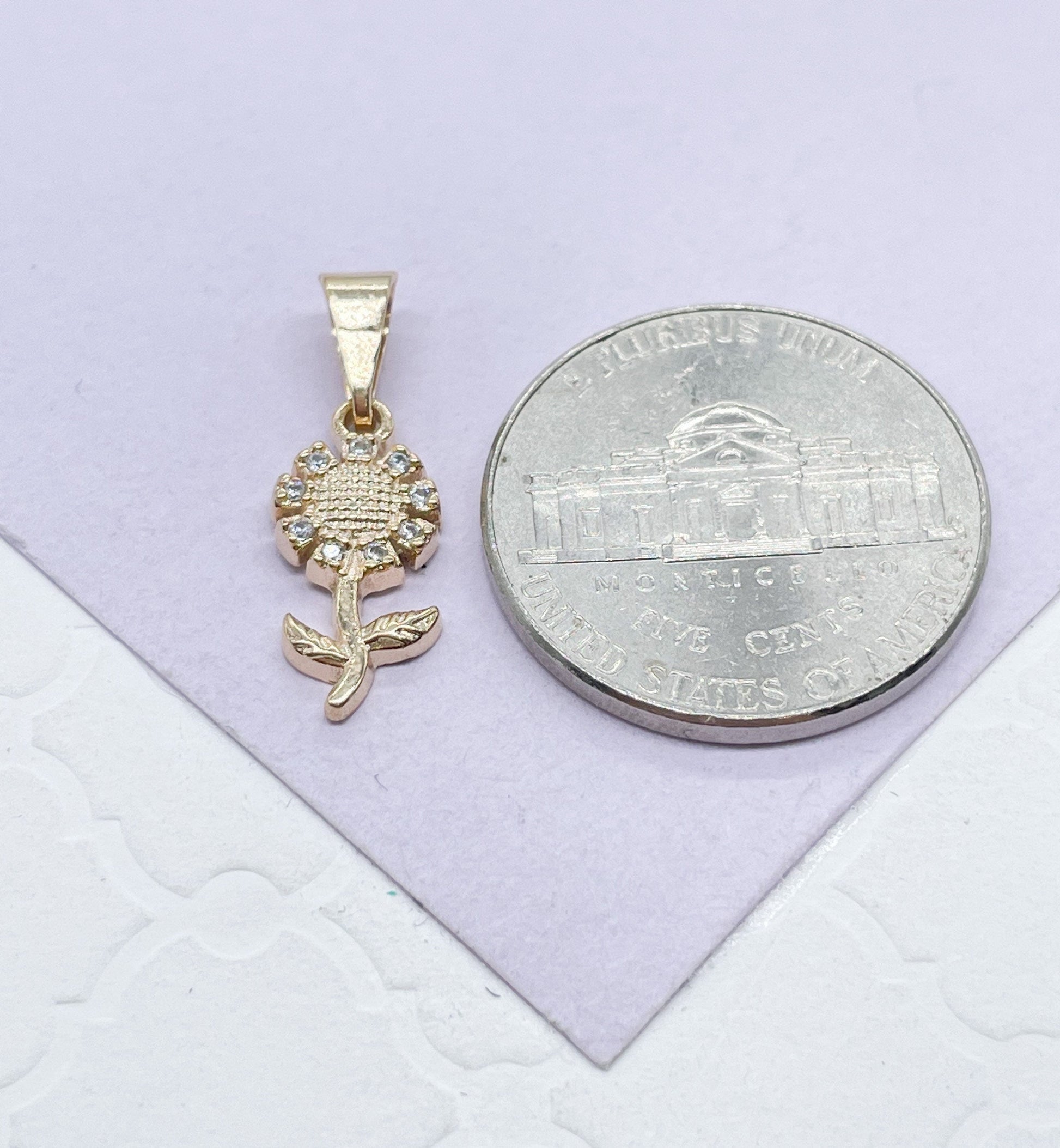 18k Gold Filled Dainty Sunflower Set