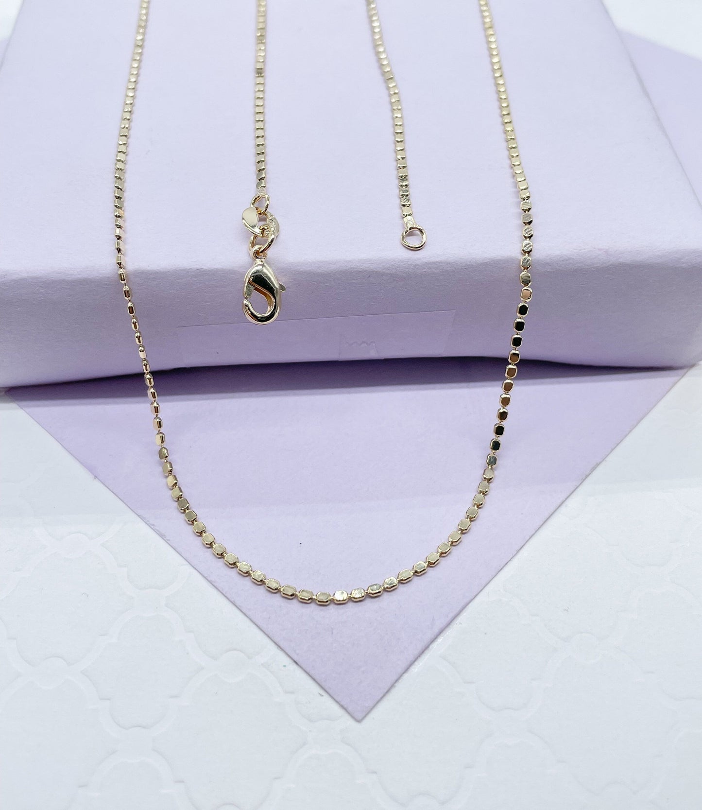 18k Gold Filled 1.5mm Dainty Flat Beaded Chain
