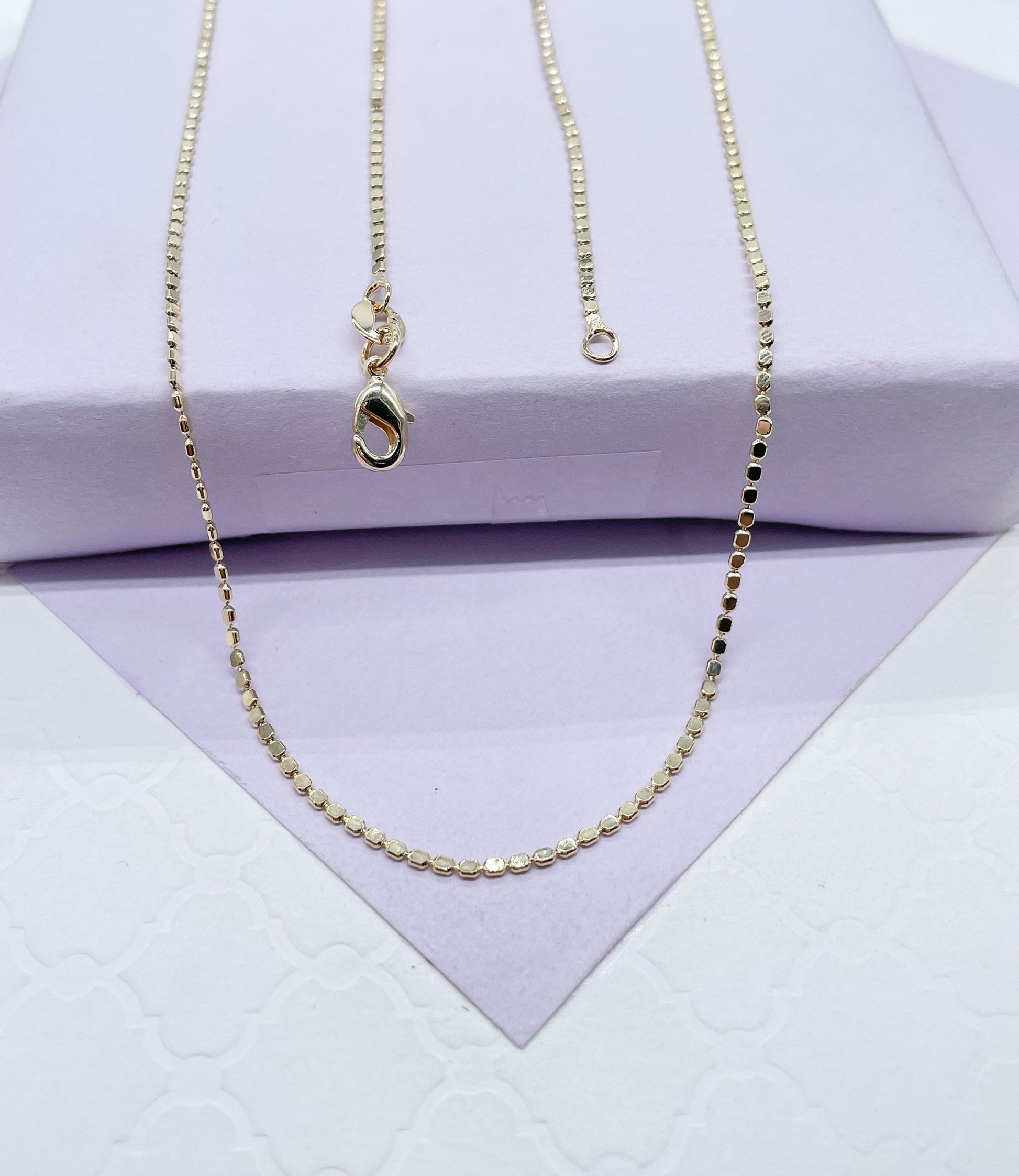 18k Gold Filled 1.6mm Dainty Flat Beaded Chain