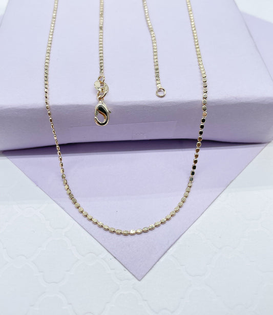 18k Gold Filled 1.6mm Dainty Flat Beaded Chain