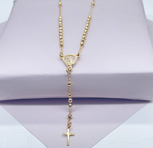 18k Gold Filled Dainty Bead Fashion Rosary Necklace