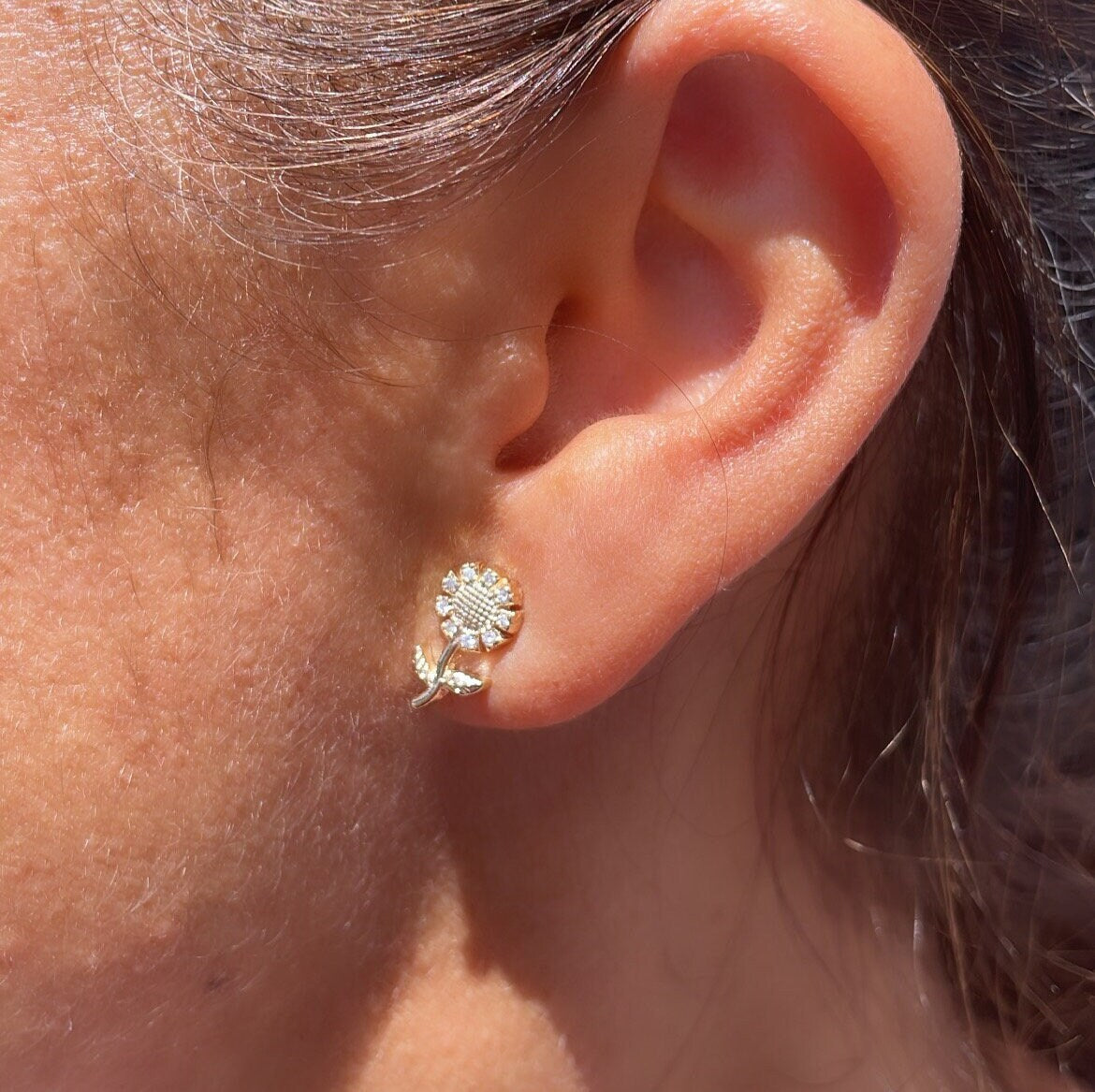 18k Gold Filled Dainty Sunflower Set