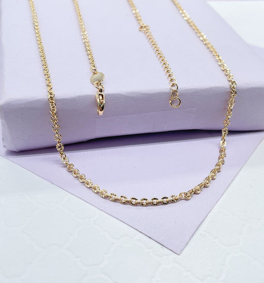 18k Gold Filled Thin Crushed Style Chunky Curb Layer Chain