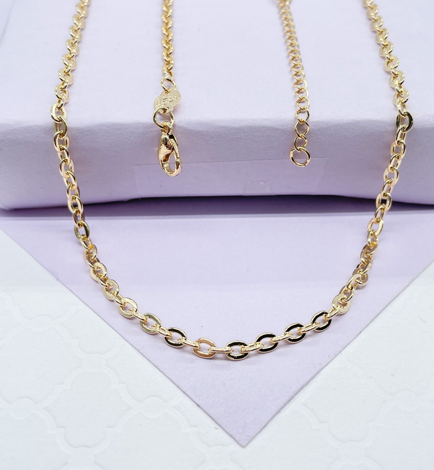 18k Gold Filled Classic Chunky Think Curb Link Chain