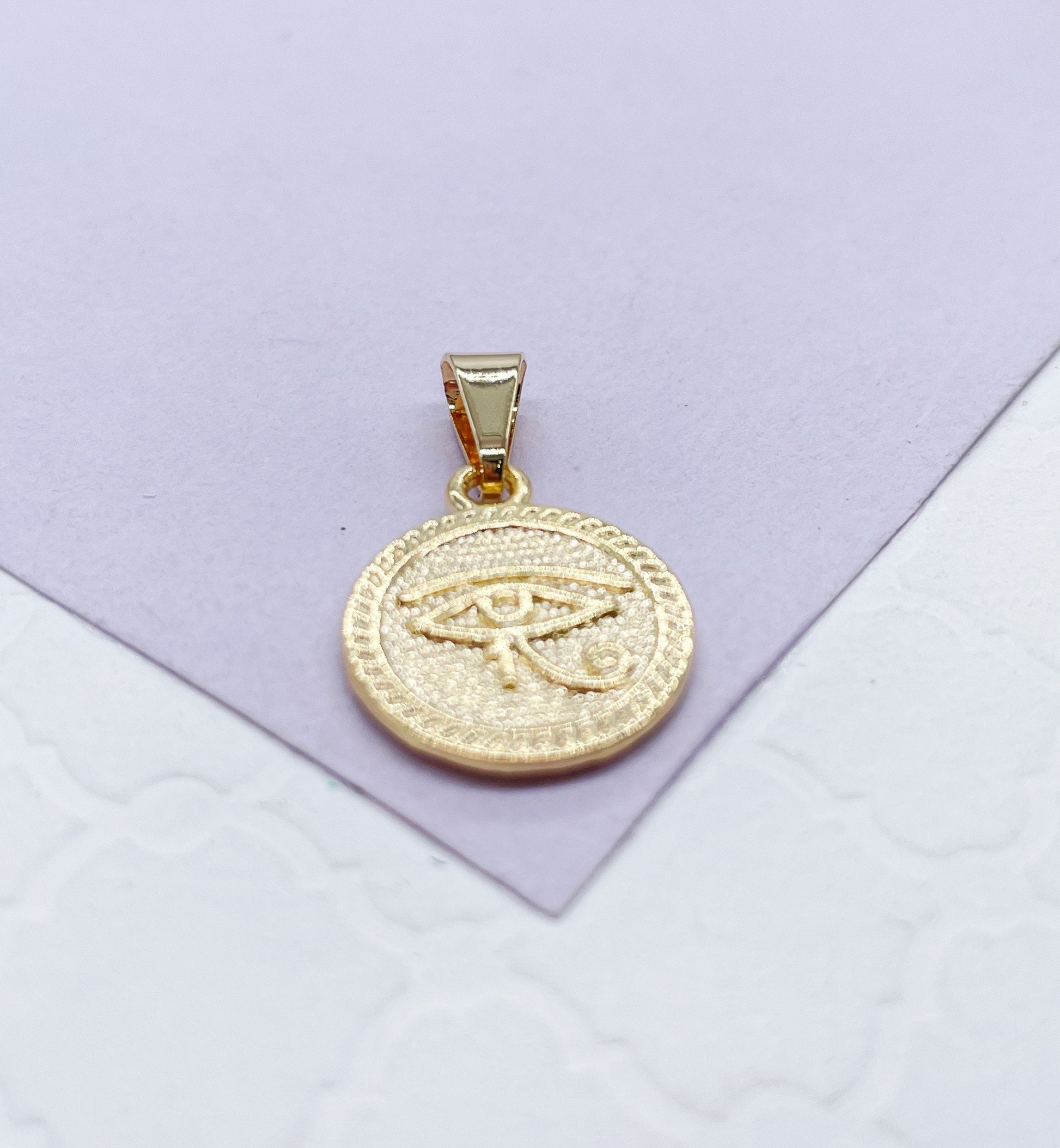18k Gold Filled Eye or Horus Medallion Pendant