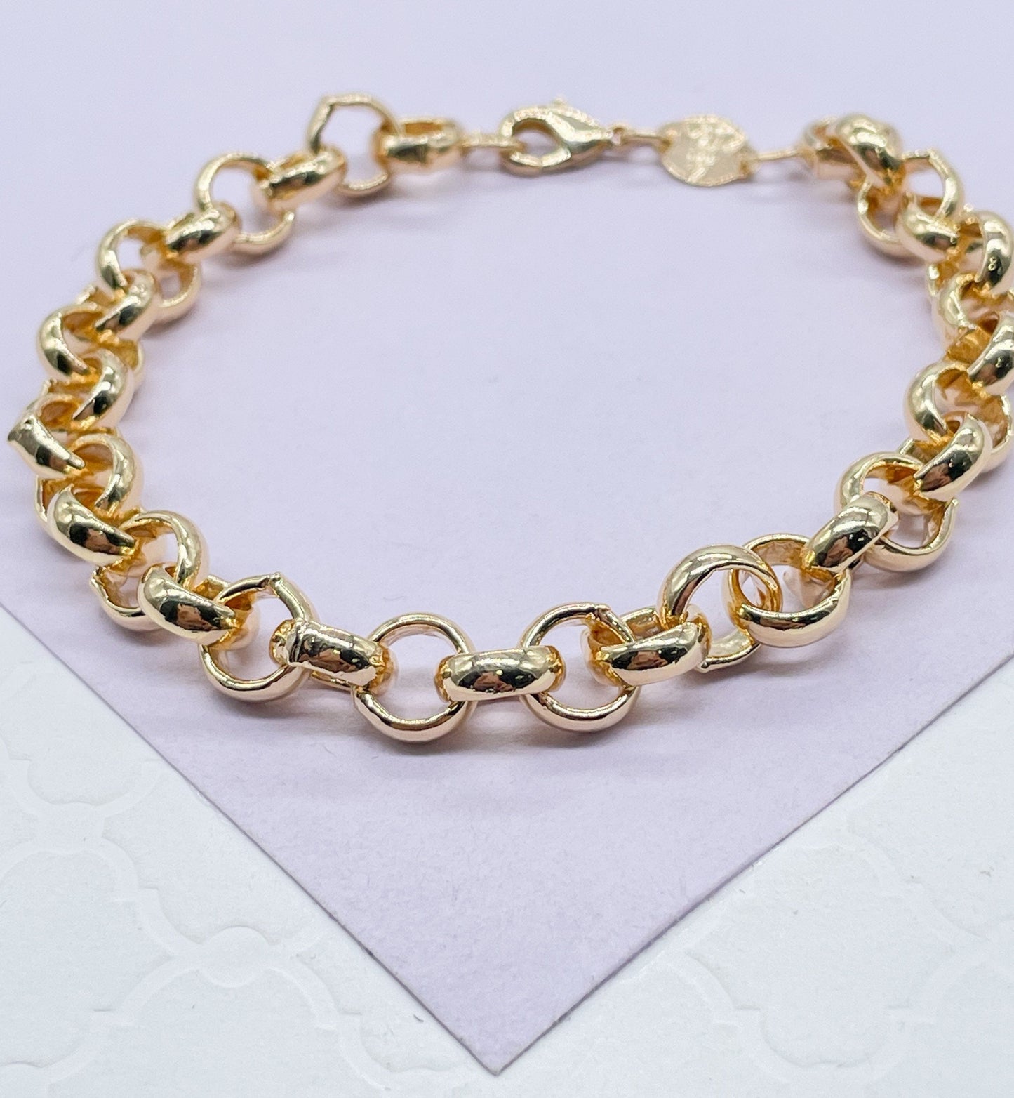 18k Gold Filled Chunky Plain Rolo Link Bracelet