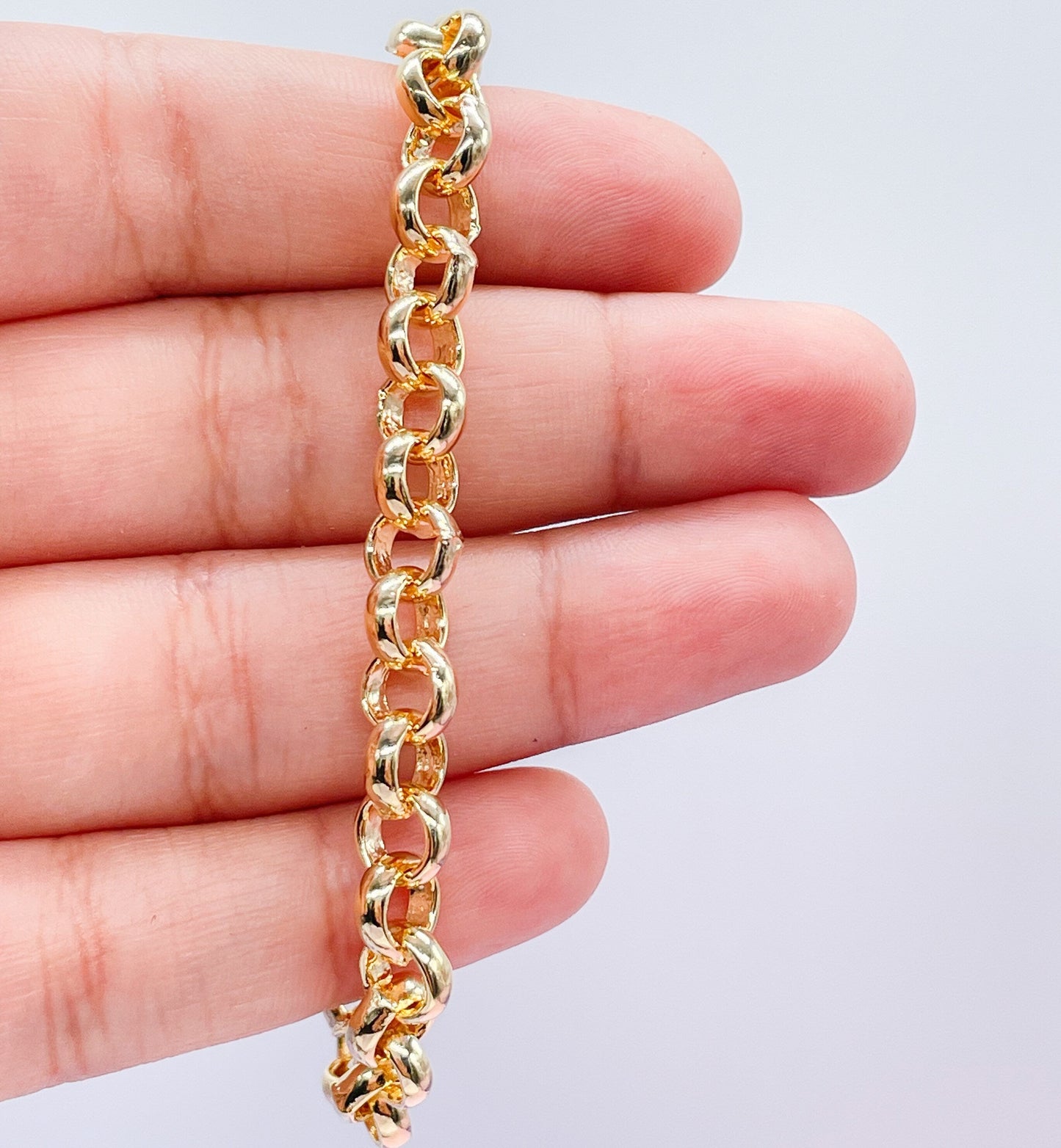 18k Gold Filled Chunky Plain Rolo Link Bracelet