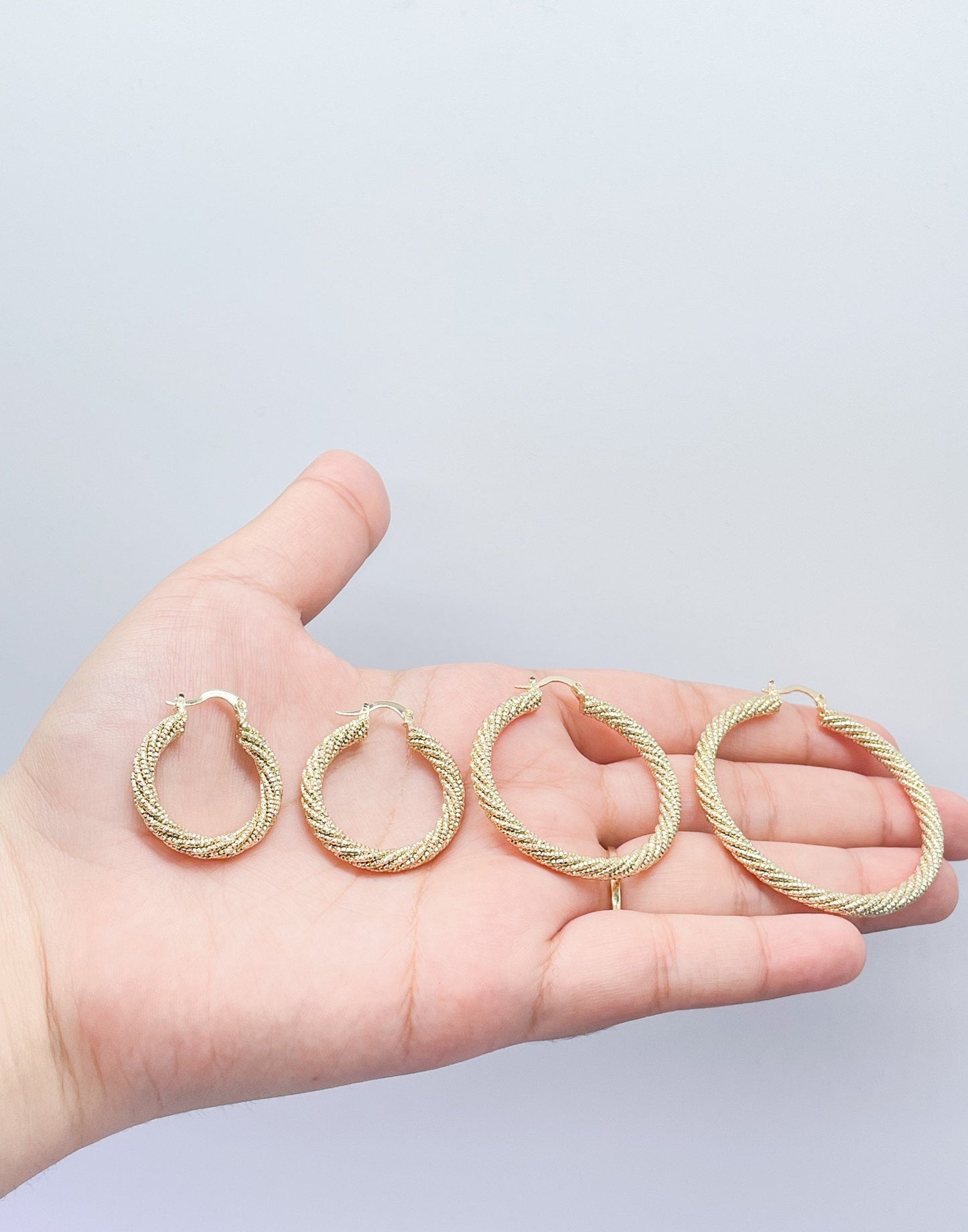 18k Gold Filled Rough Twisted Gold Hoops