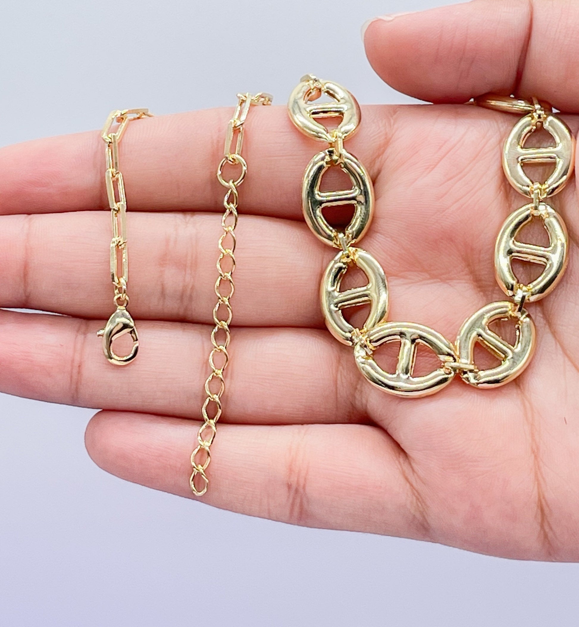 18k Gold Filled Smooth Wide Puffy Mariner Link Set