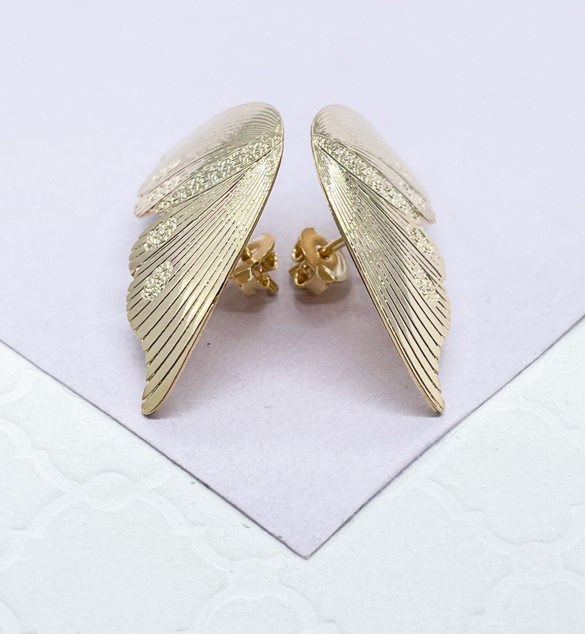 18k Gold Filled Flat Thin Butterfly Wing Earrings