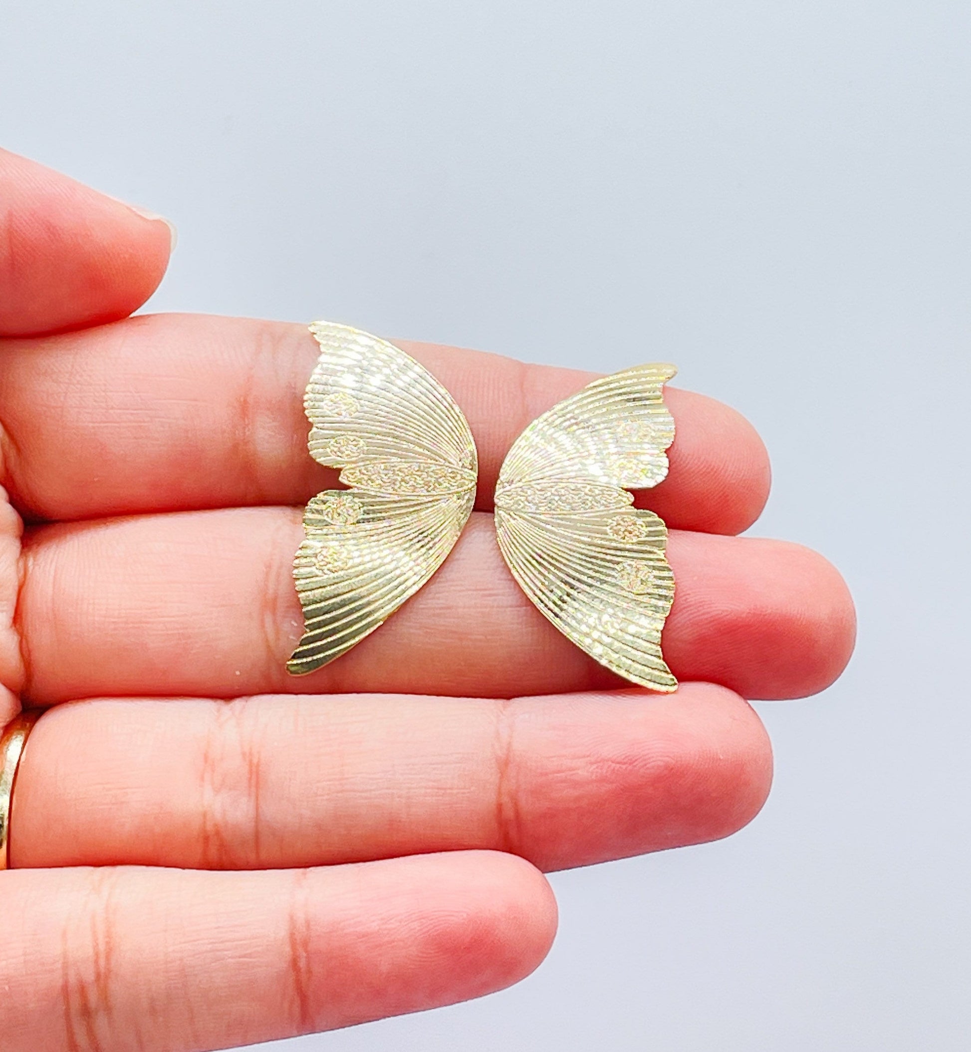 18k Gold Filled Flat Thin Butterfly Wing Earrings
