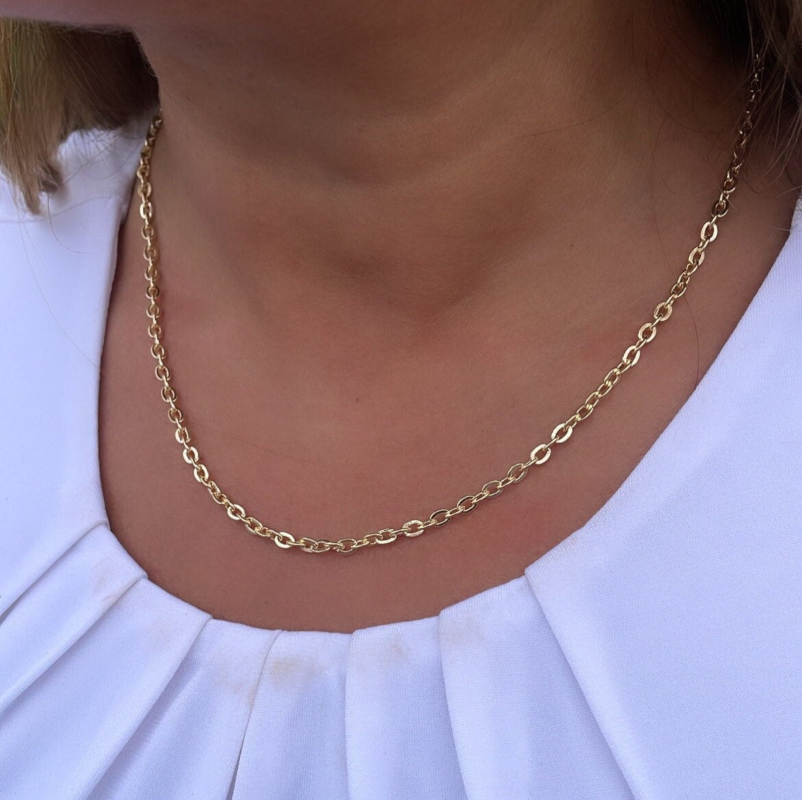 18k Gold Filled Classic Chunky Think Curb Link Chain