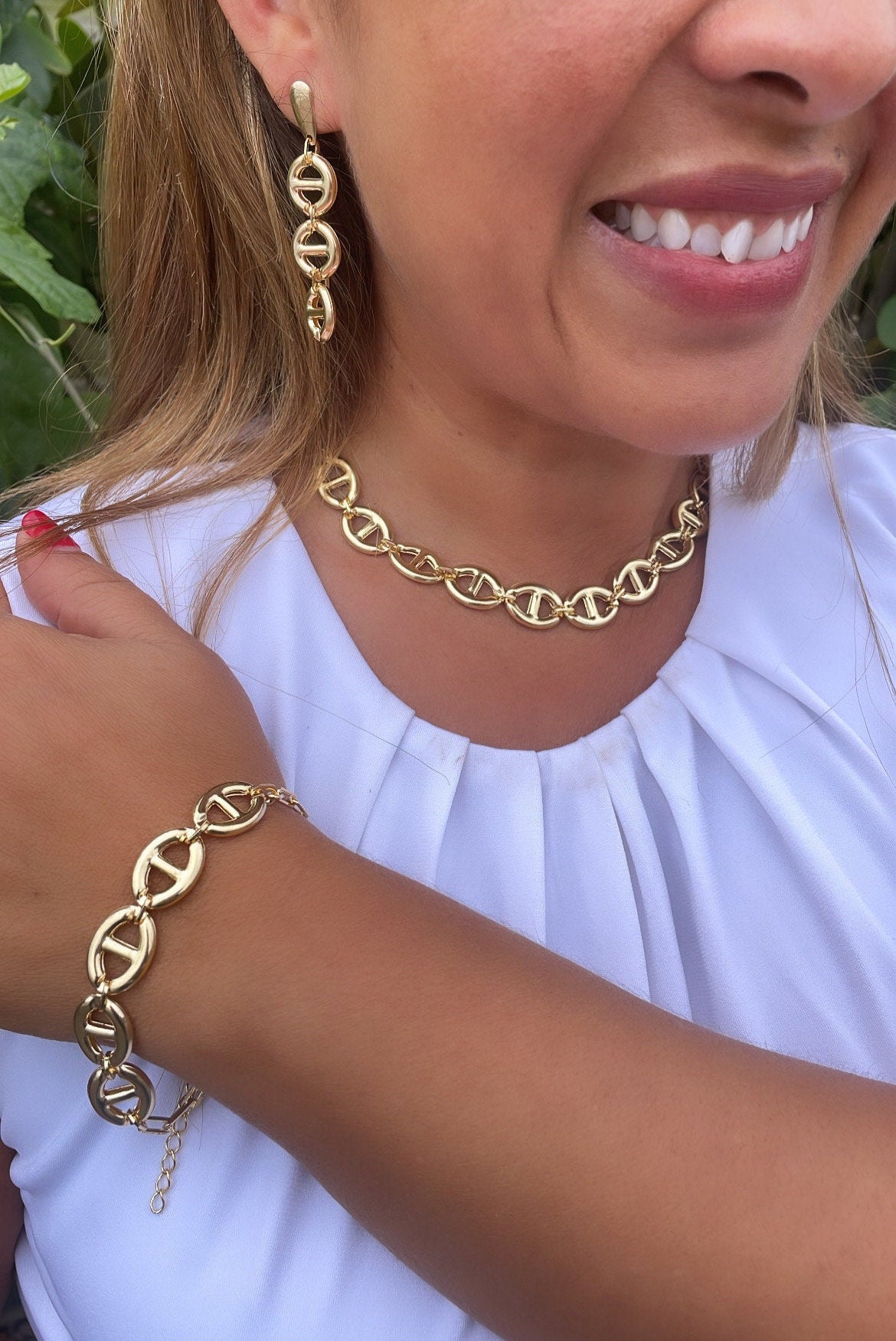 18k Gold Filled Smooth Wide Puffy Mariner Link Set