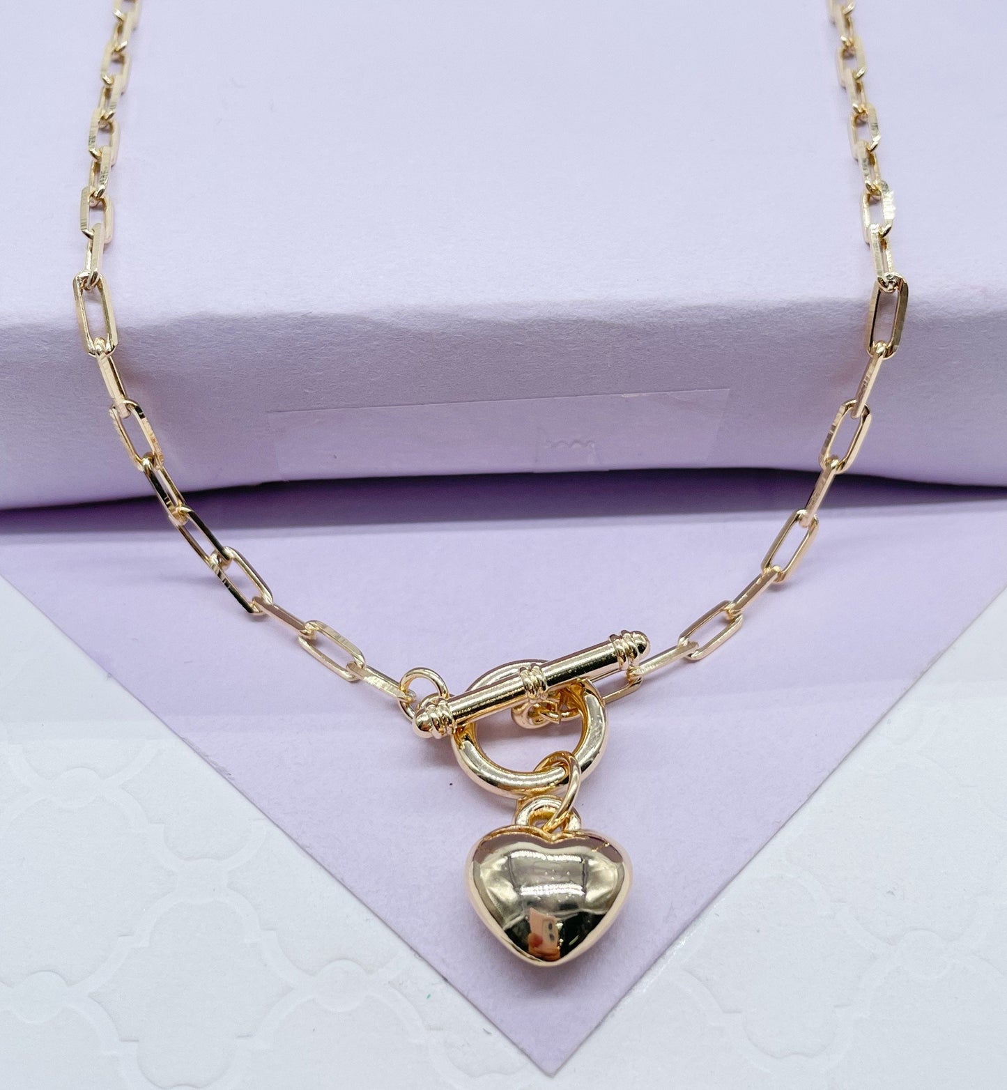 18K Gold Filled Puffy Baby Heart Choker