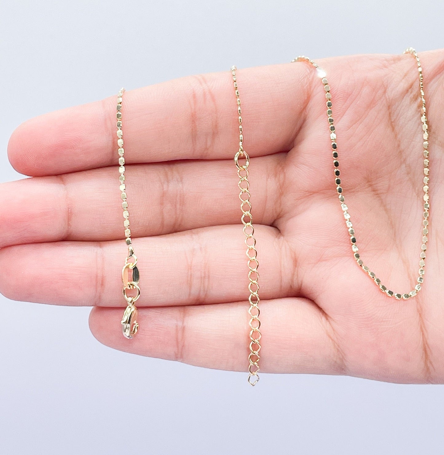 18k Gold Filled 1.6mm Dainty Flat Beaded Chain