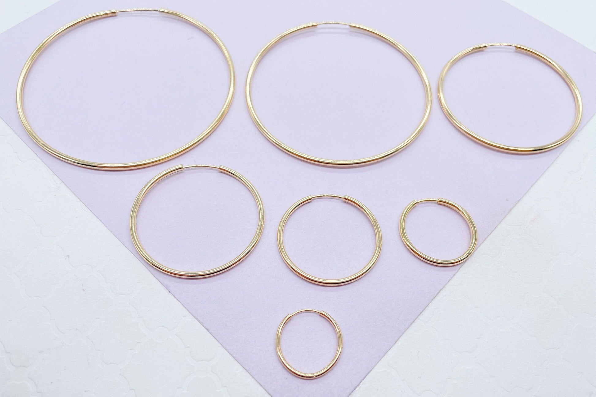 Very Light And Sturdy 18k Gold Filled Plain Thin Endless Hoop Earrings, Dainty
