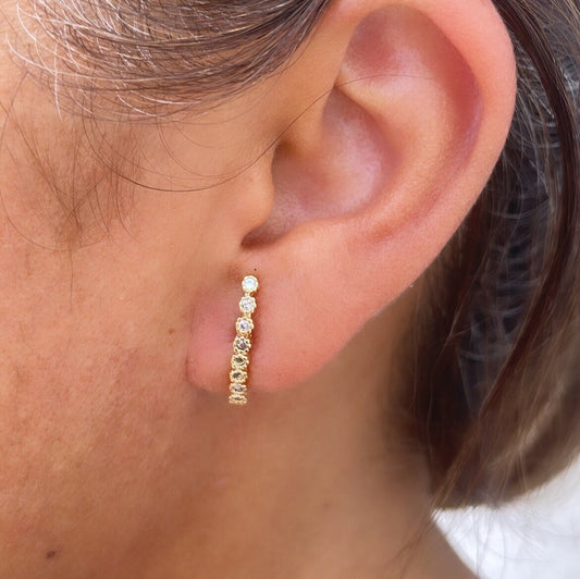 18k Gold Filled Dainty CZ Pave Line Stud Earring