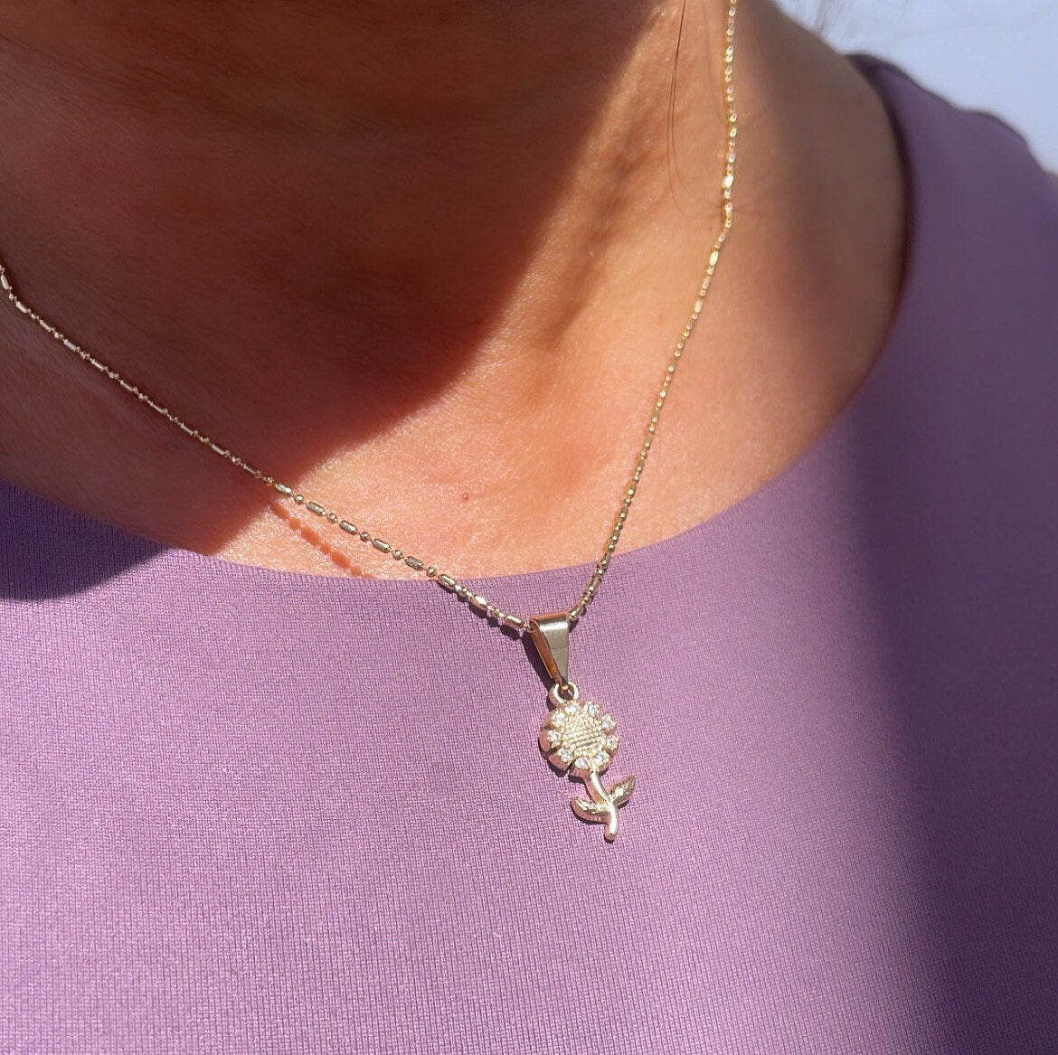 18k Gold Filled Dainty Sunflower Set