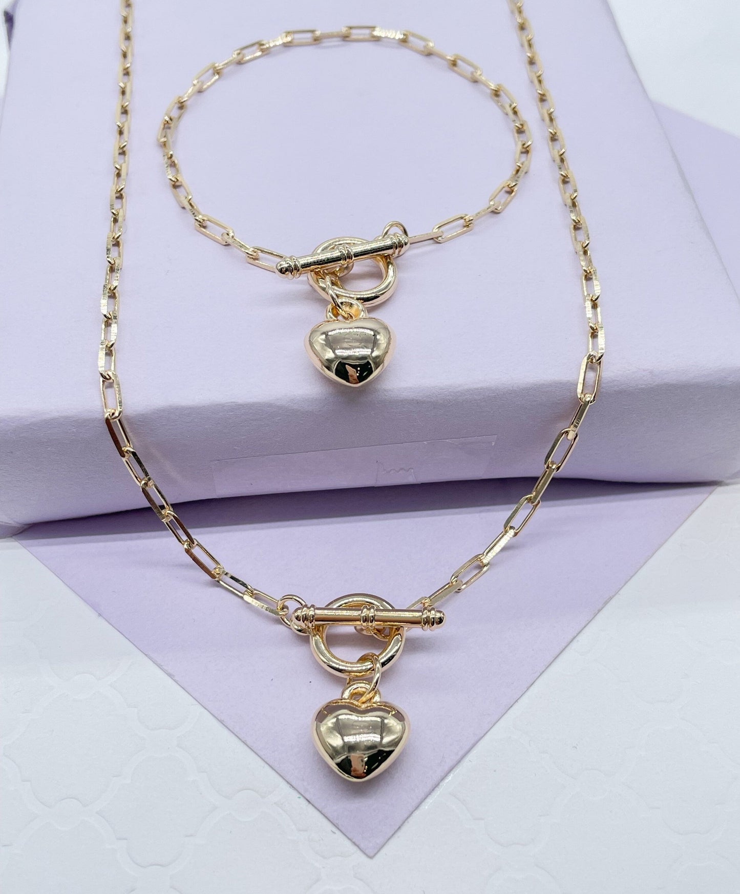 18K Gold Filled Puffy Baby Heart Choker