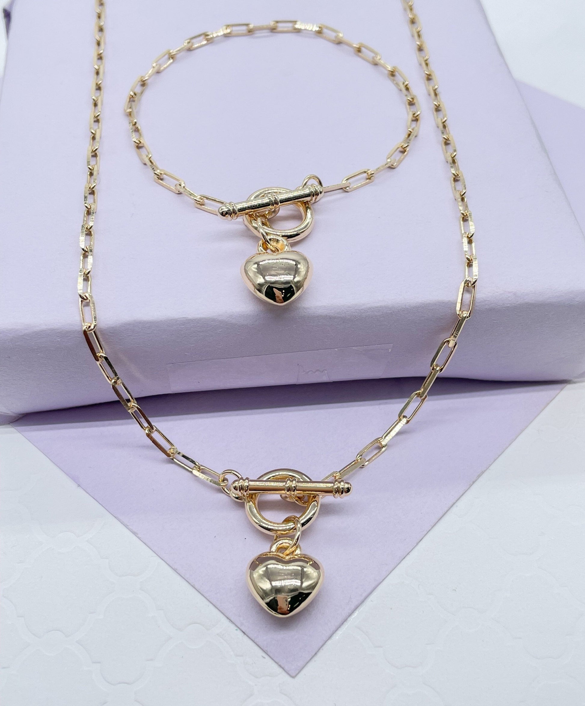 18K Gold Filled Puffy Baby Heart Choker