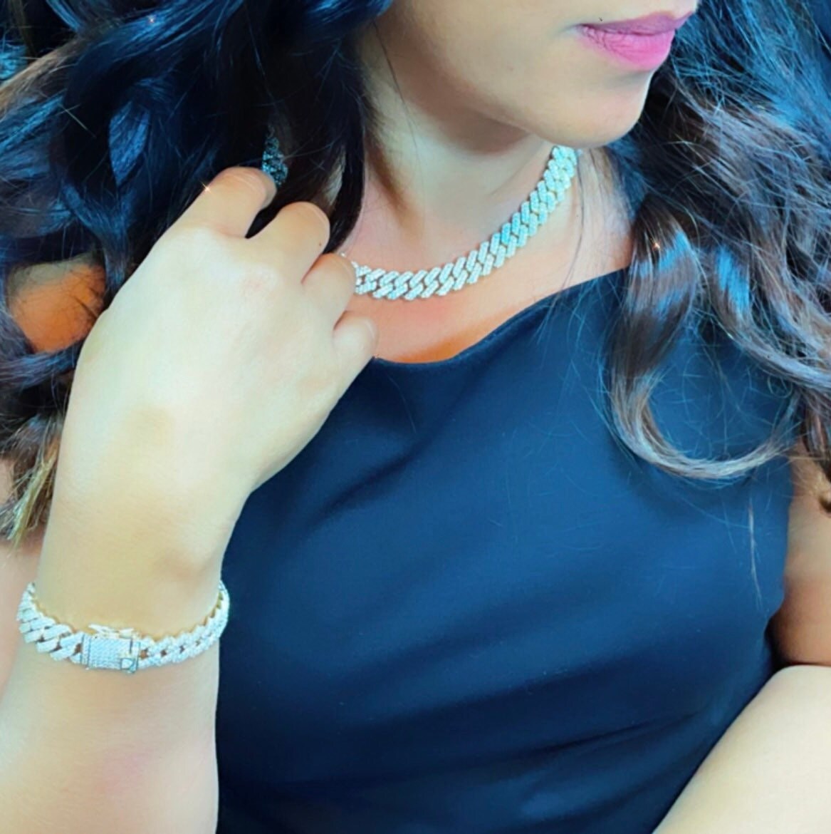 18k Gold Filled Hip Hop Luxury Micro Pave Cubic Zirconia Bling Set Miami Cuban