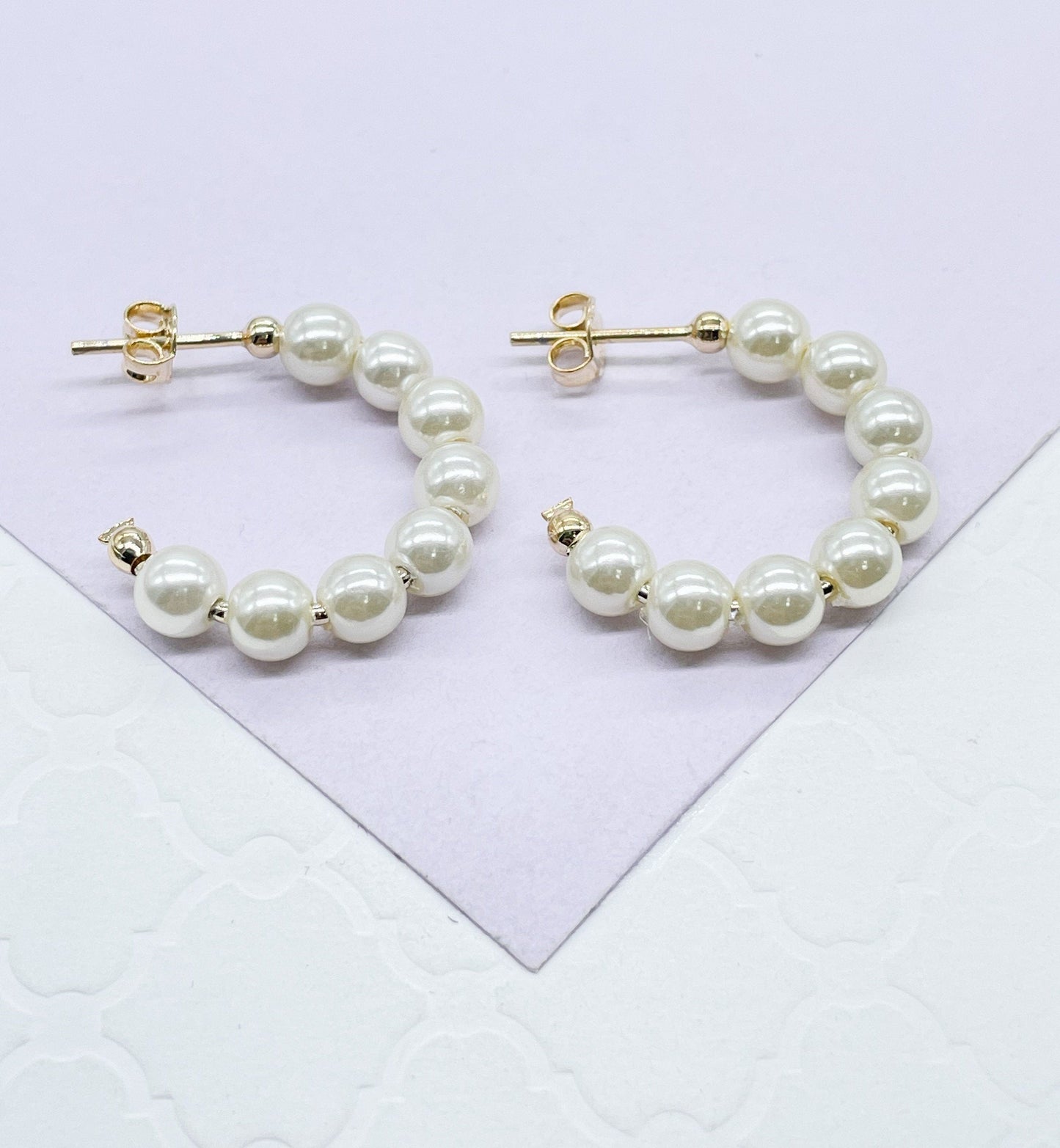 18k Gold Filled Open Plain Pearl Hoop