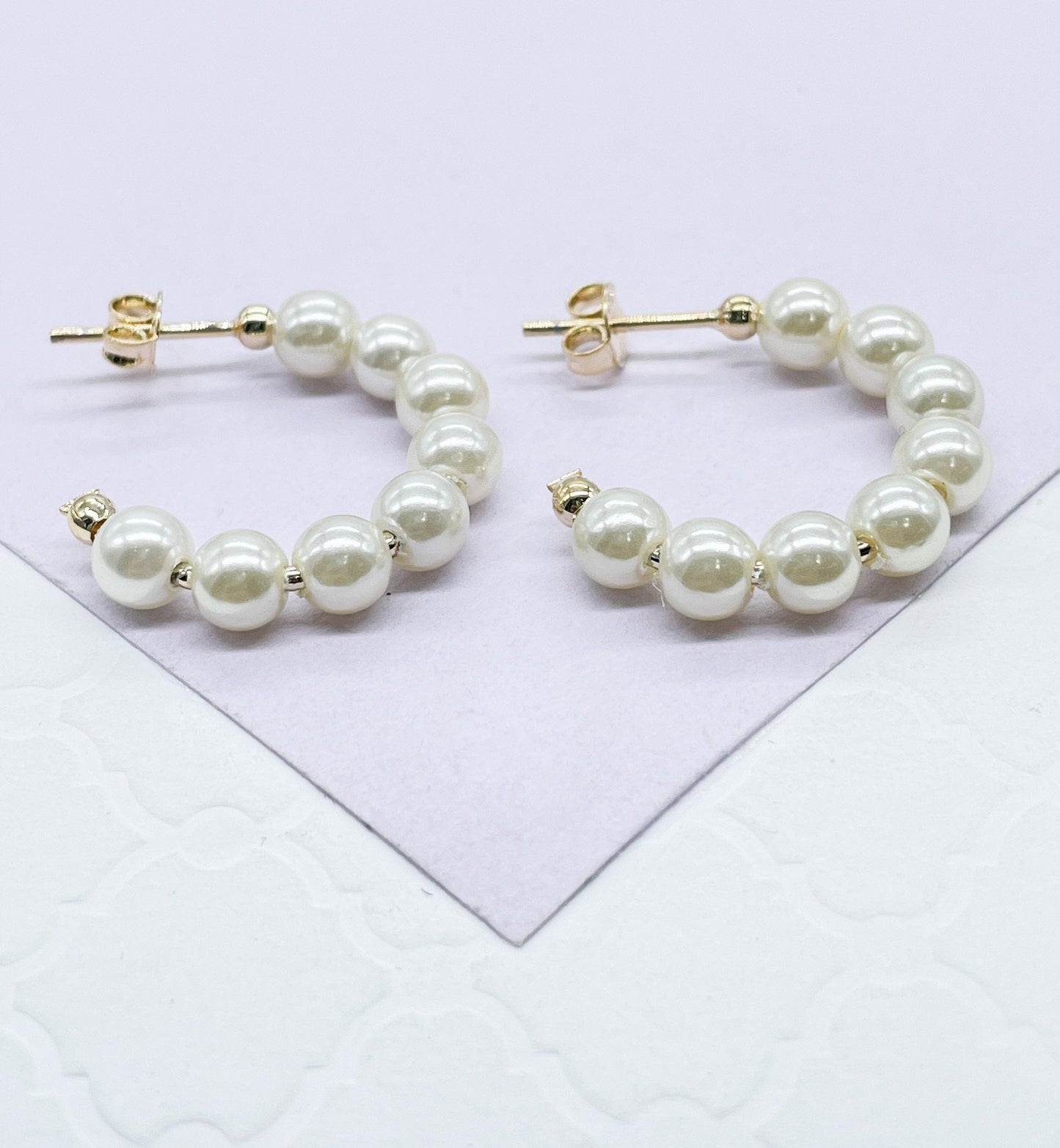 18k Gold Filled Open Plain Pearl Hoop