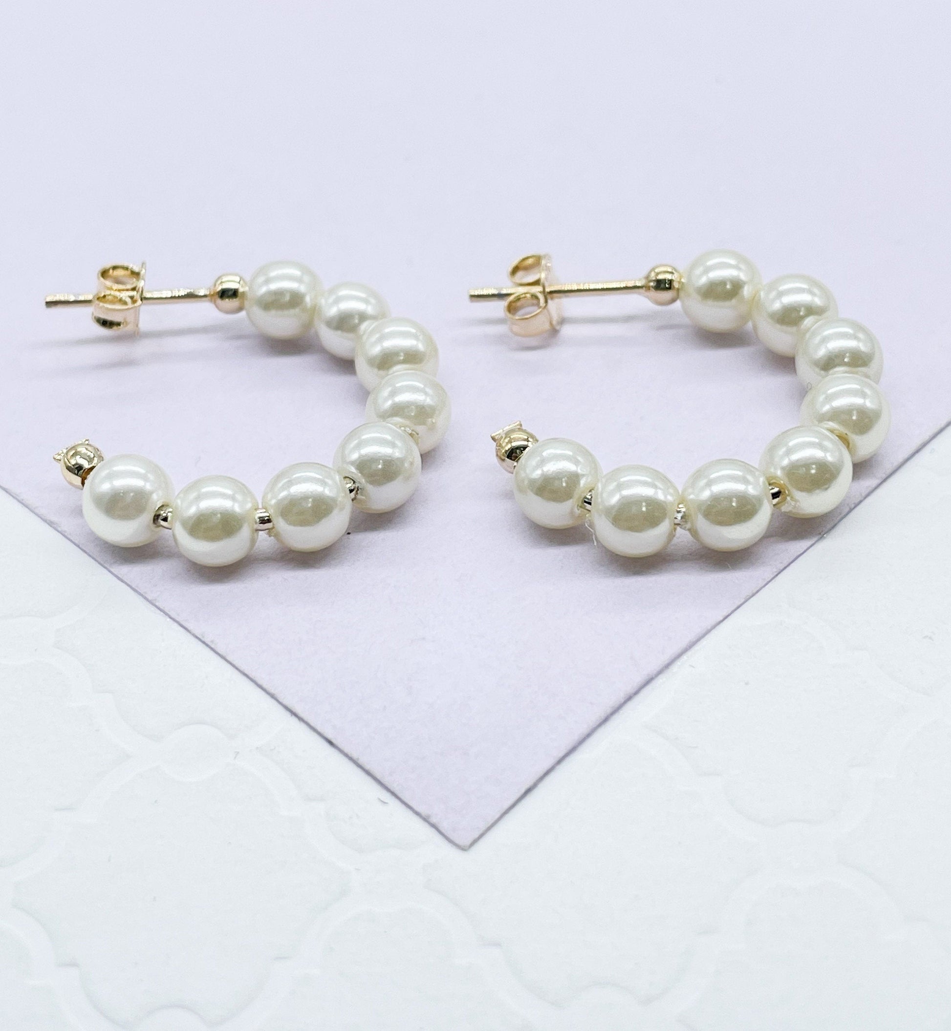 18k Gold Filled Open Plain Pearl Hoop