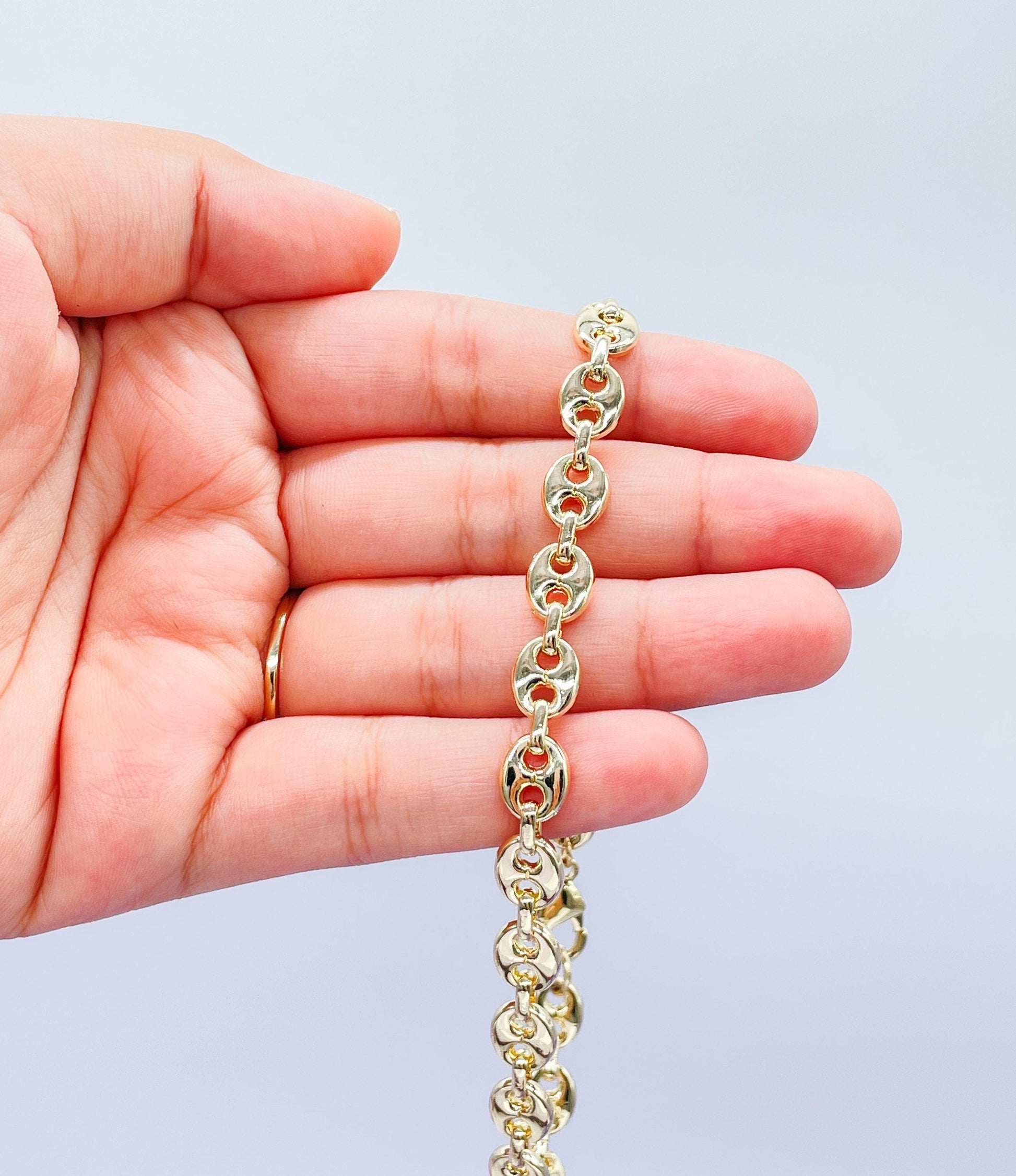 18k Gold Filled Puffy Mariner Link Anklet