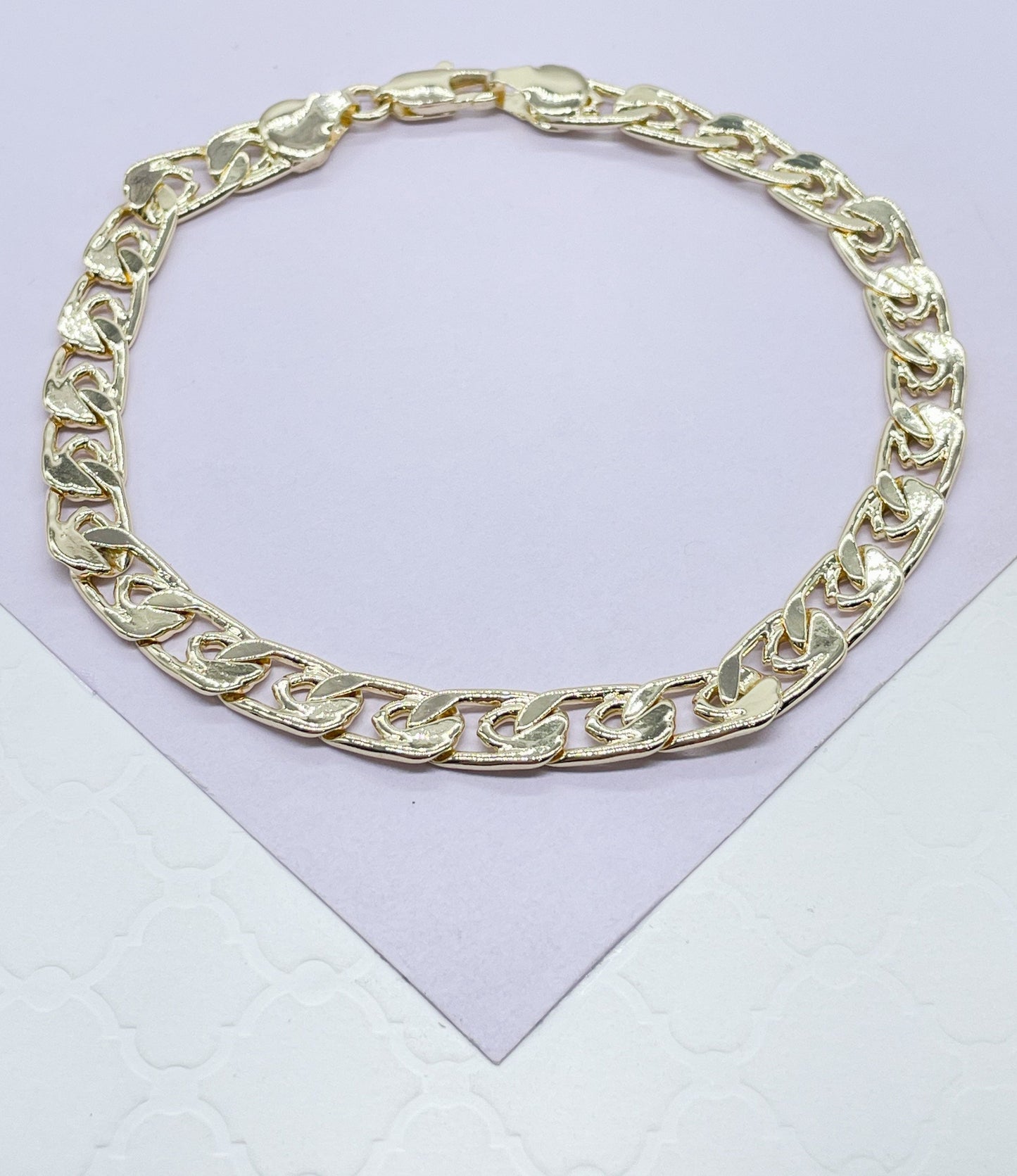 18k Gold Filled Fancy Wave Bracelet Hypoallergenic Jewelry Wholesale