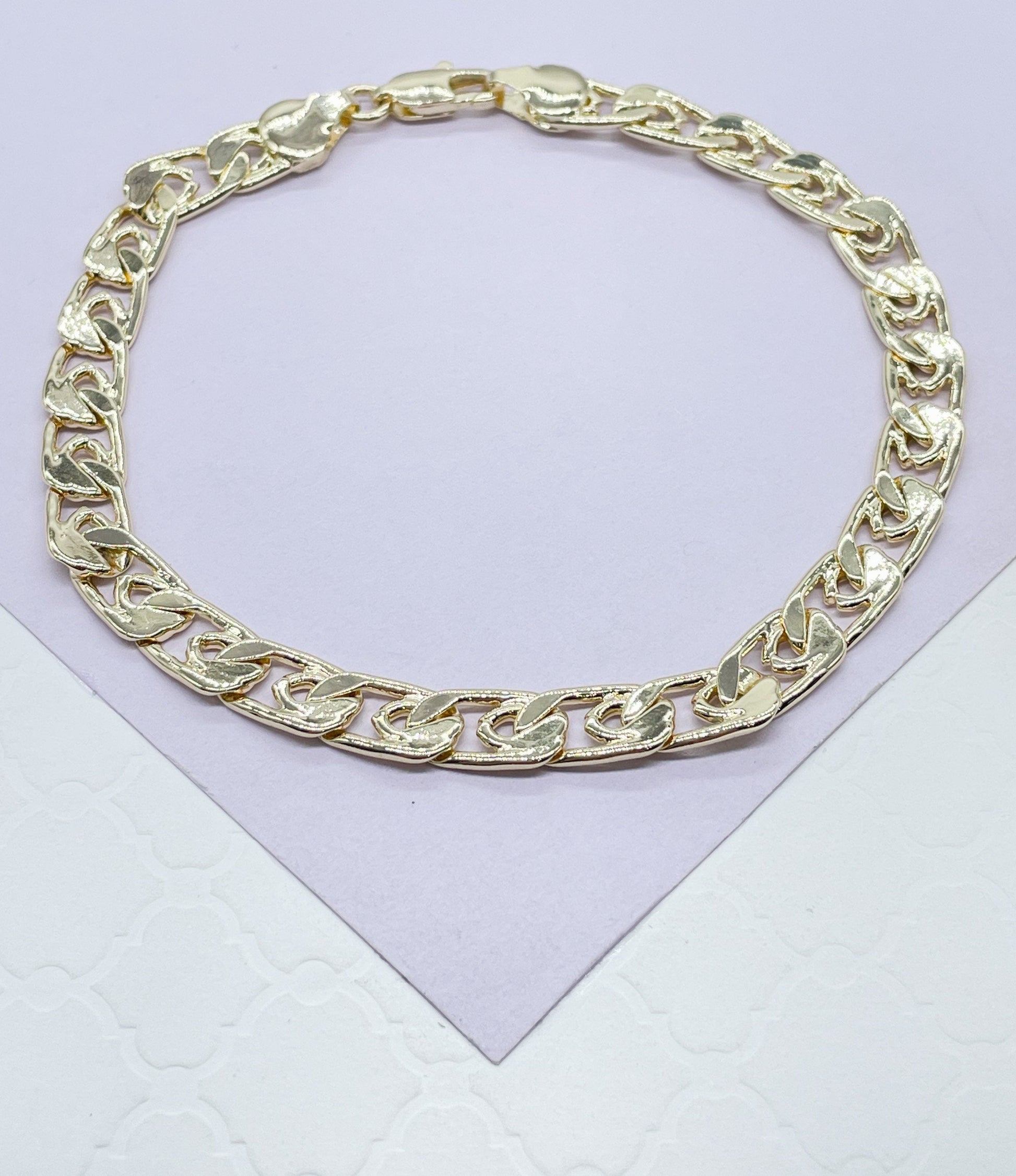 18k Gold Filled Fancy Wave Bracelet Hypoallergenic Jewelry Wholesale