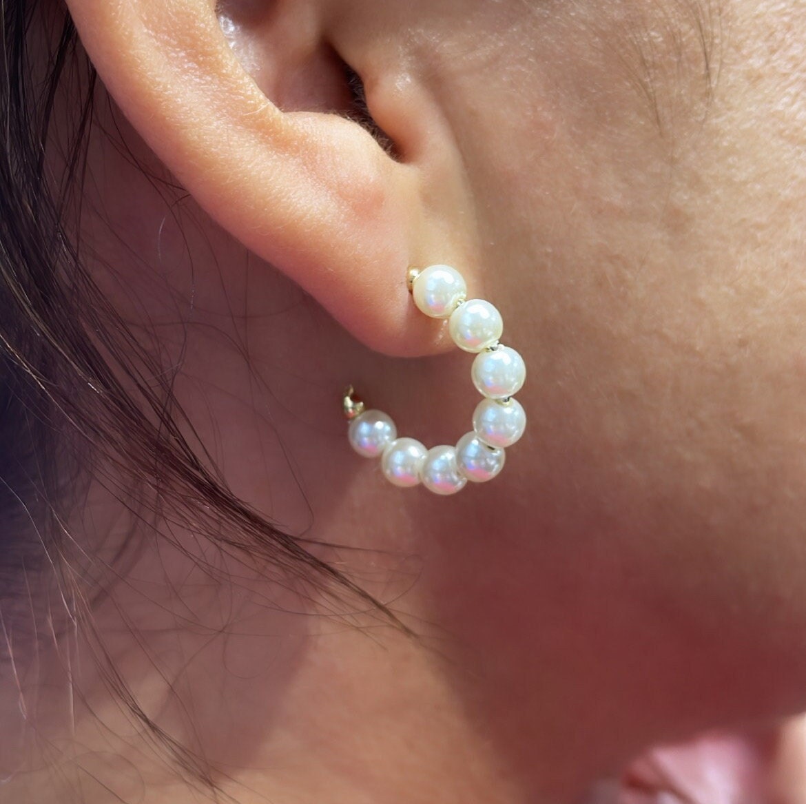 18k Gold Filled Open Plain Pearl Hoop