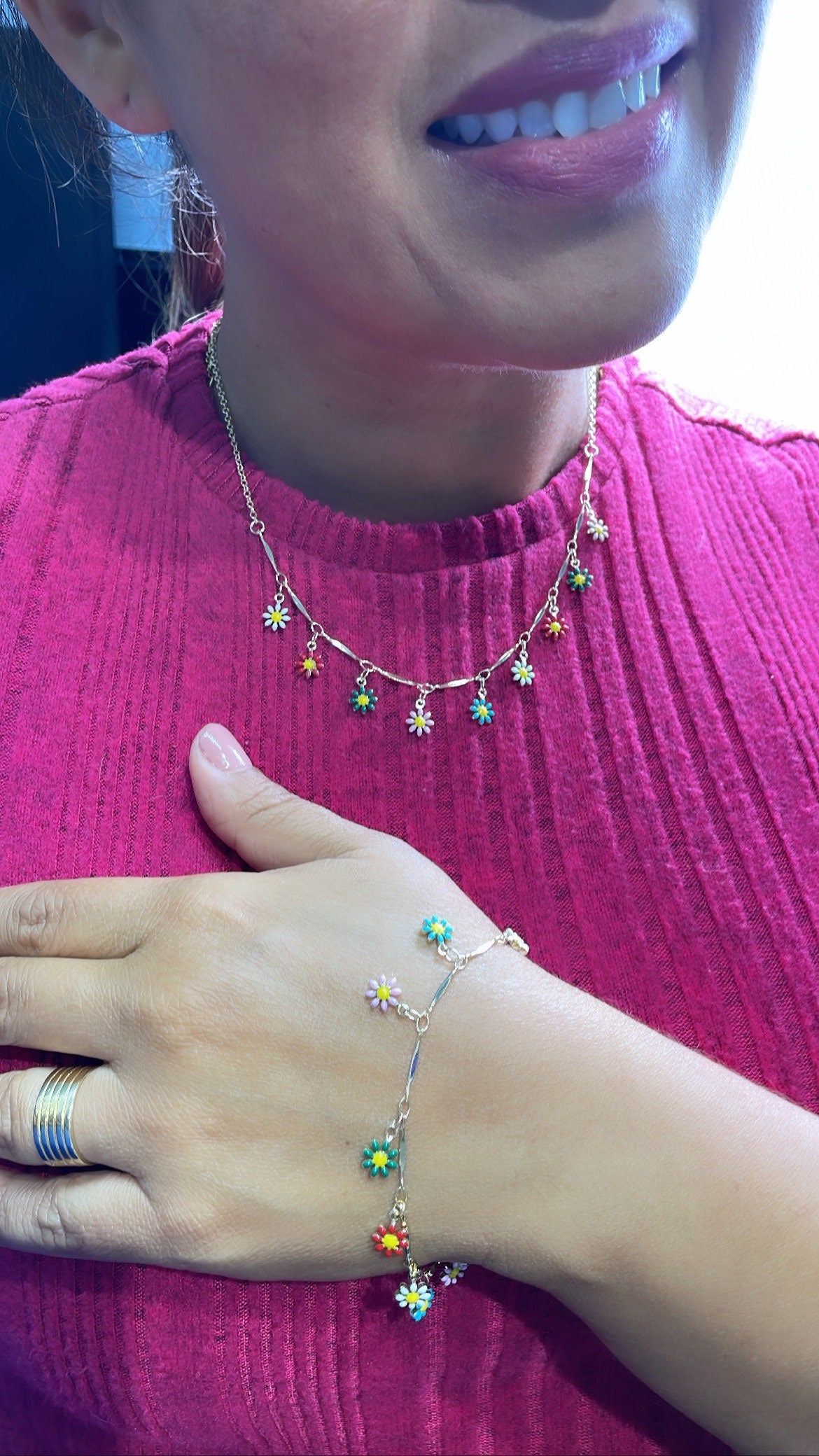 18k Gold Filled Colorful Enamel Flower Set