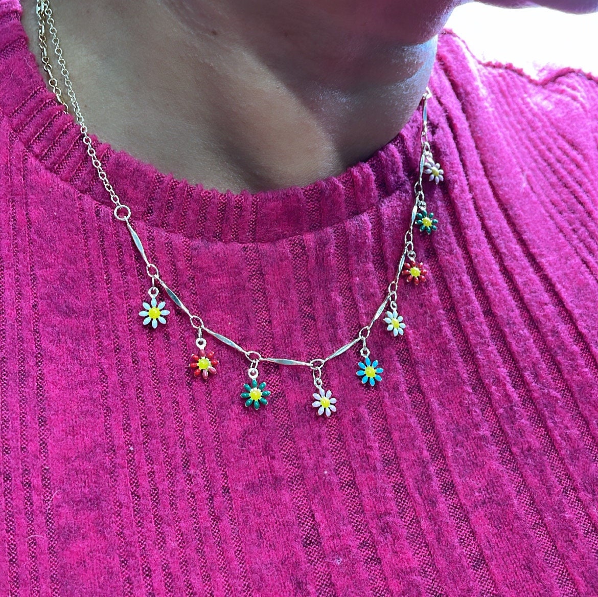 18k Gold Filled Colorful Enamel Flower Set