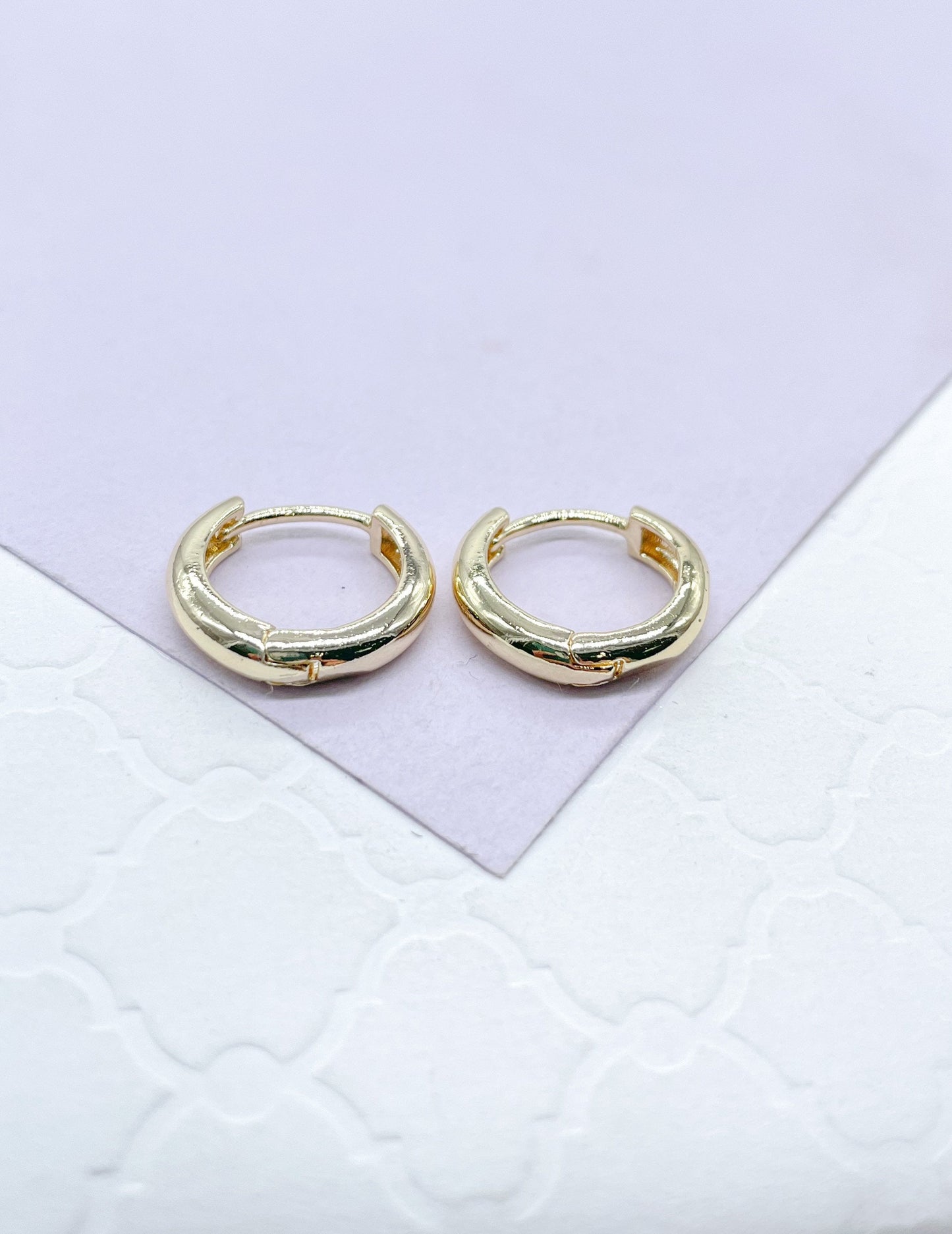 18k Gold Filled Small Smooth Edged Plain Hoop EarringsWholesale Jewelry Supplies