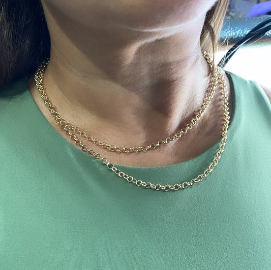18k Gold Filled 4mm Rolo Chain, Dainty chains, Plain Chain