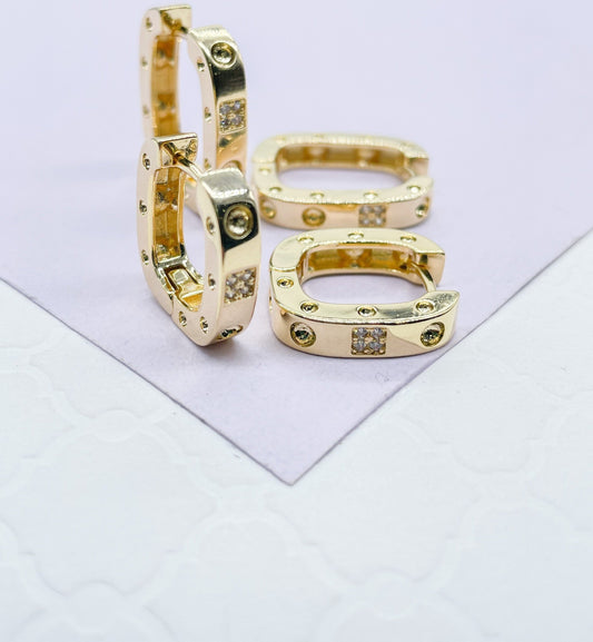 18k Gold Filled Small Screws Flat Square Hoop Earrings Wholesale Jewelry Supplies