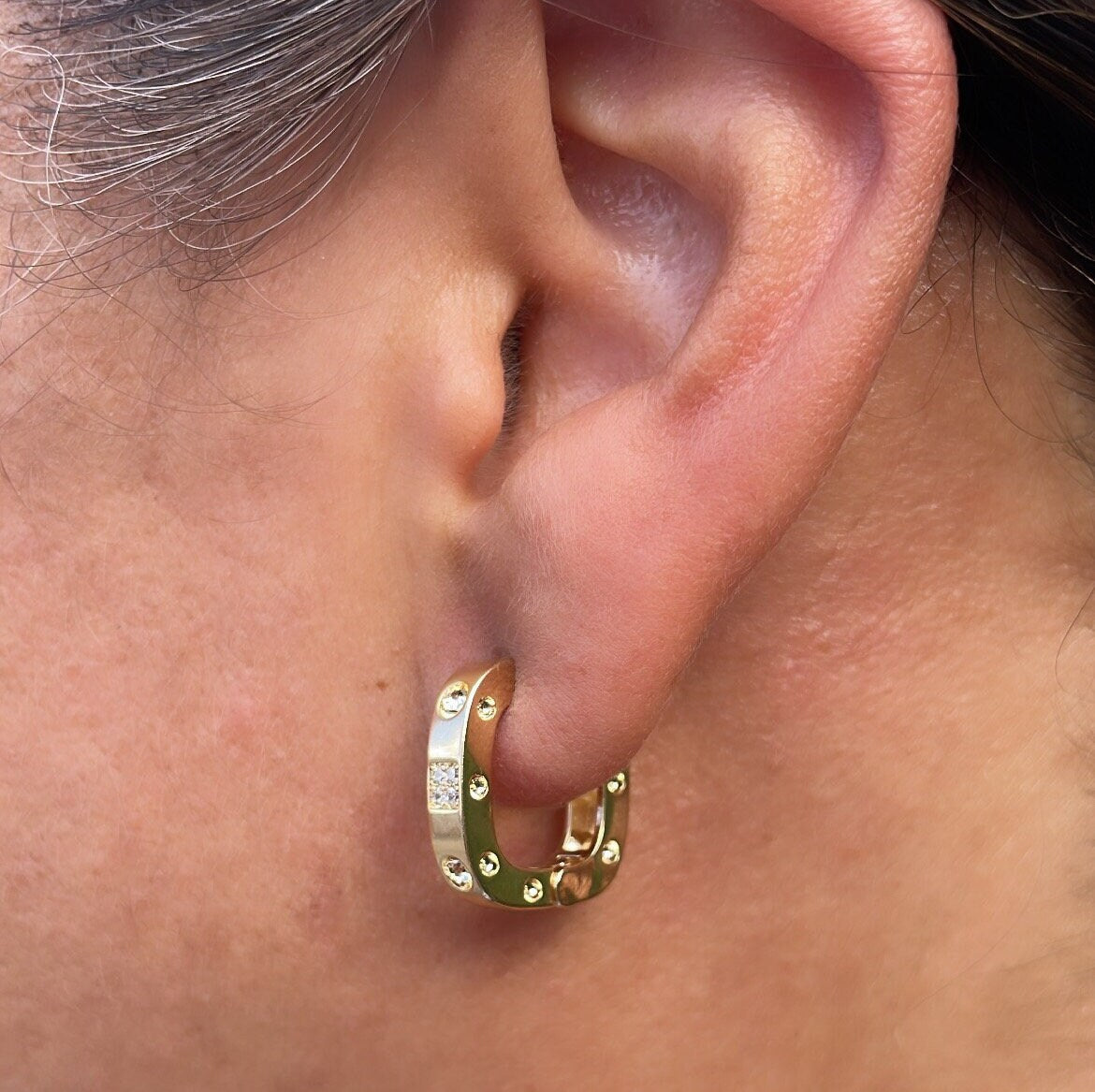 18k Gold Filled Small Screws Flat Square Hoop Earrings Wholesale Jewelry Supplies