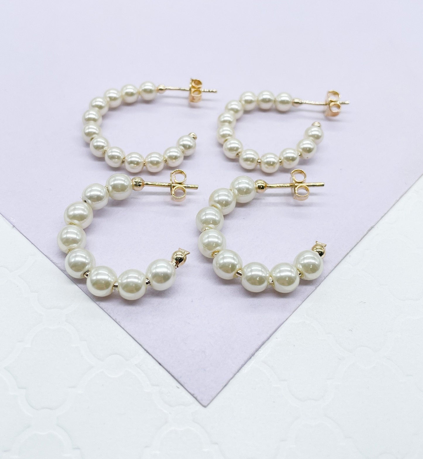 18k Gold Filled Open Plain Pearl Hoop