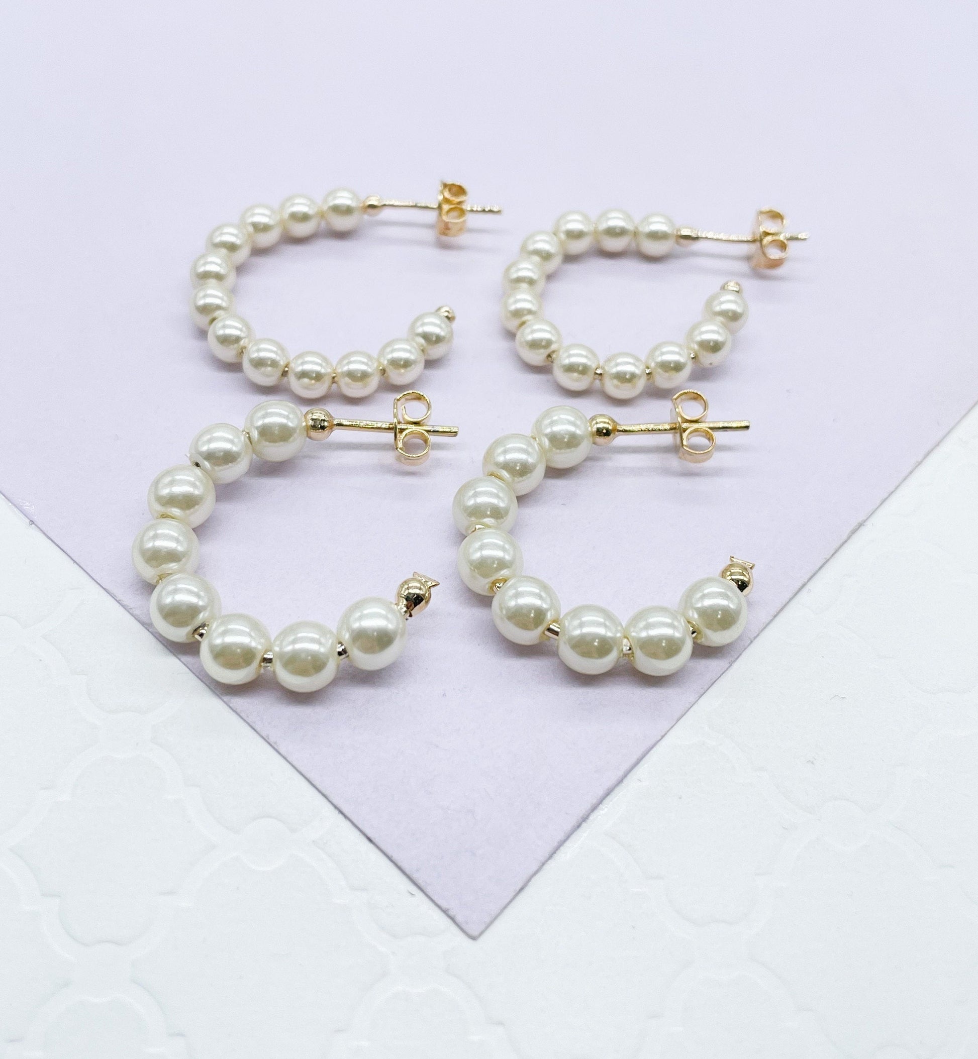 18k Gold Filled Open Plain Pearl Hoop