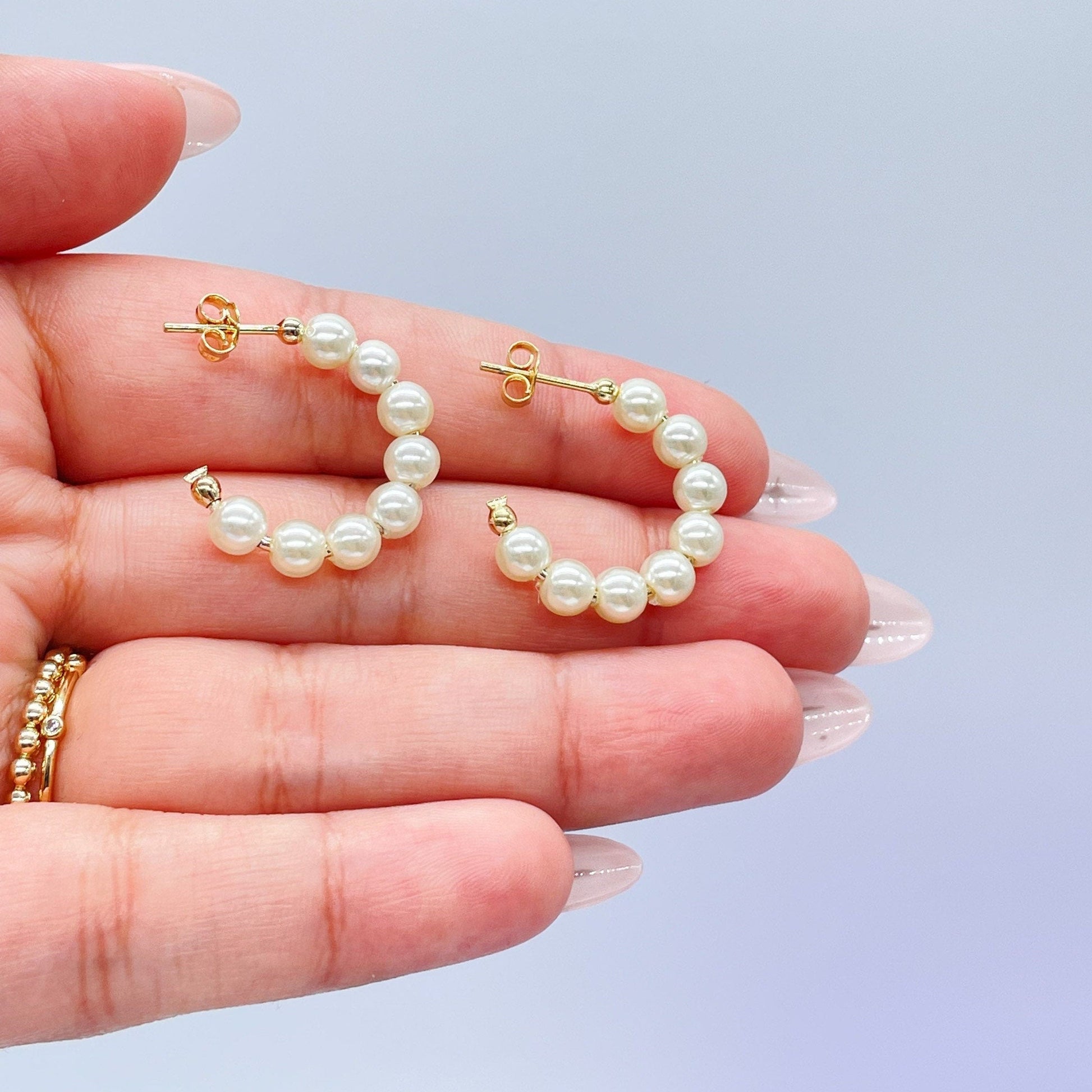 18k Gold Filled Open Plain Pearl Hoop