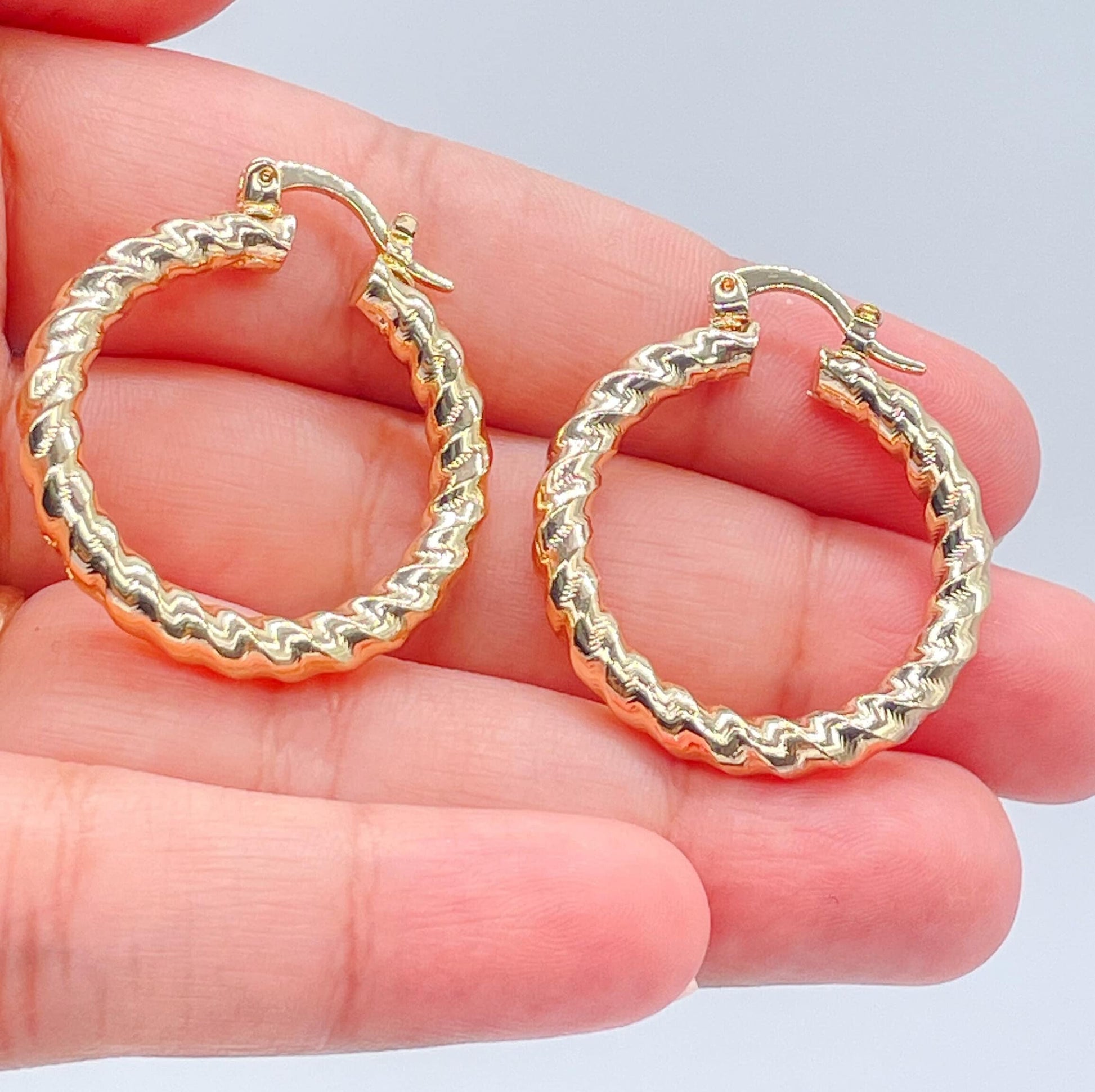 18k Gold Filled Smooth Twisted  Hoop Earrings
