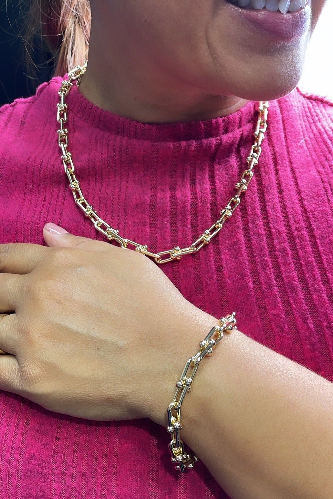 18k Gold Filled Bone Link Set