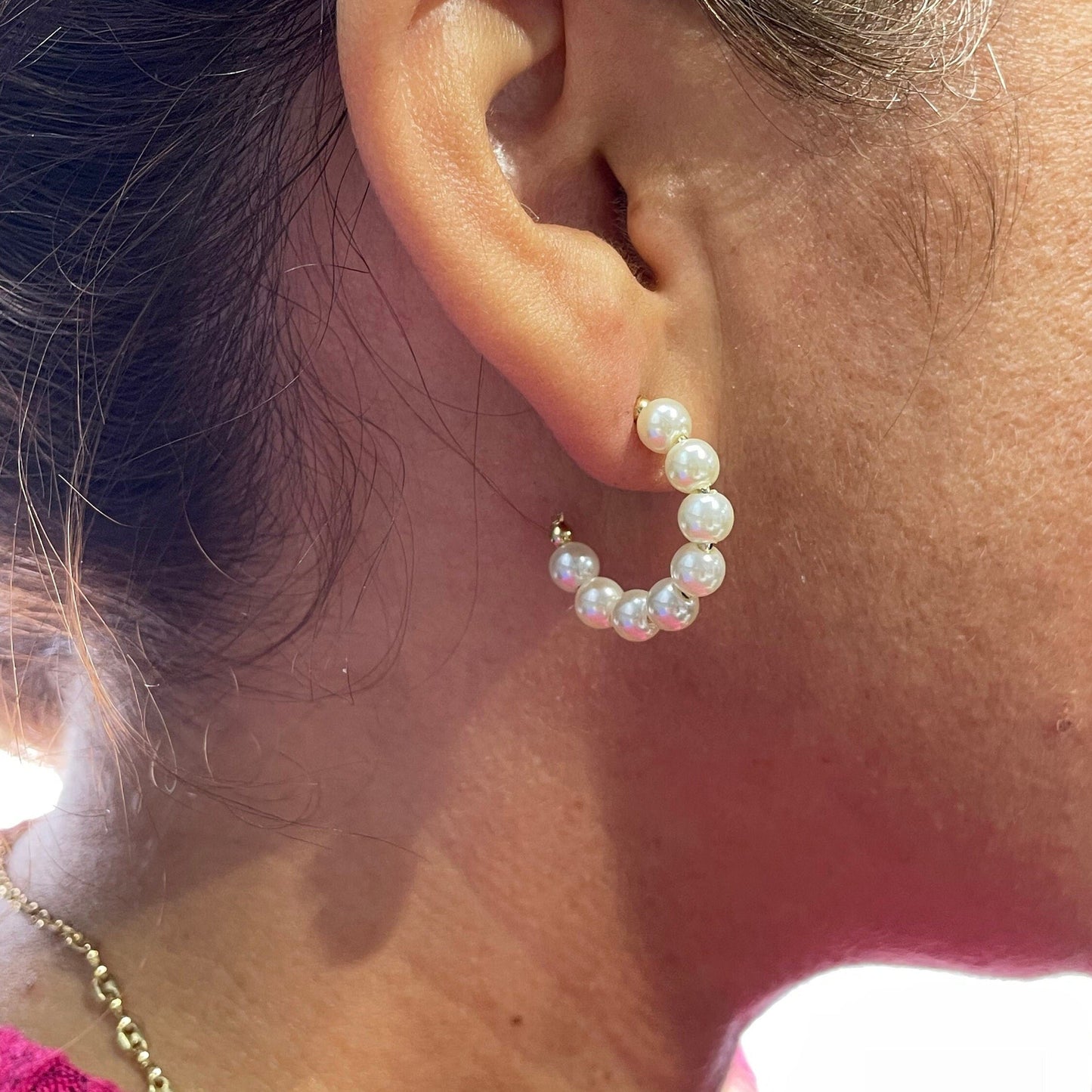 18k Gold Filled Open Plain Pearl Hoop