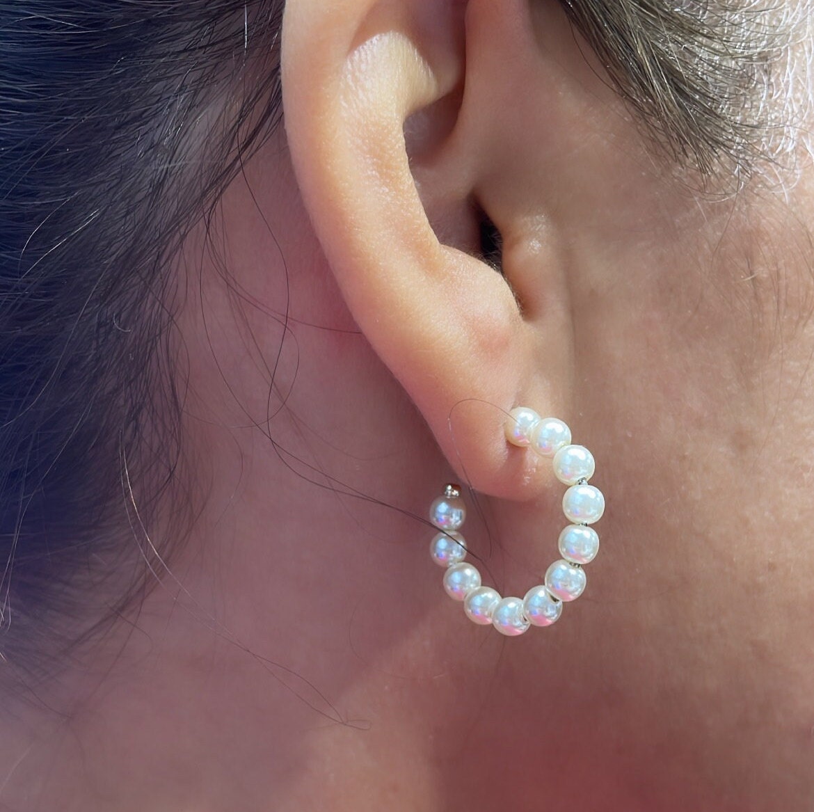 18k Gold Filled Open Plain Pearl Hoop