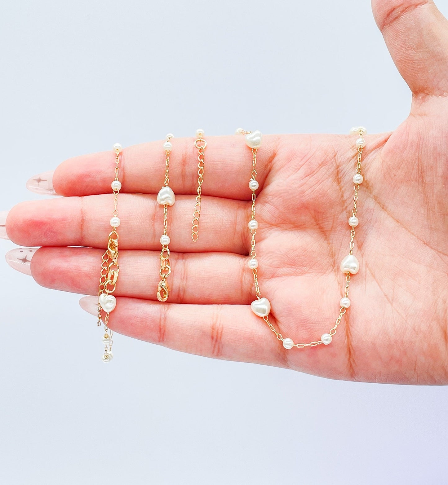 18k Gold Filled Heart Shaped Faux Pearl Set