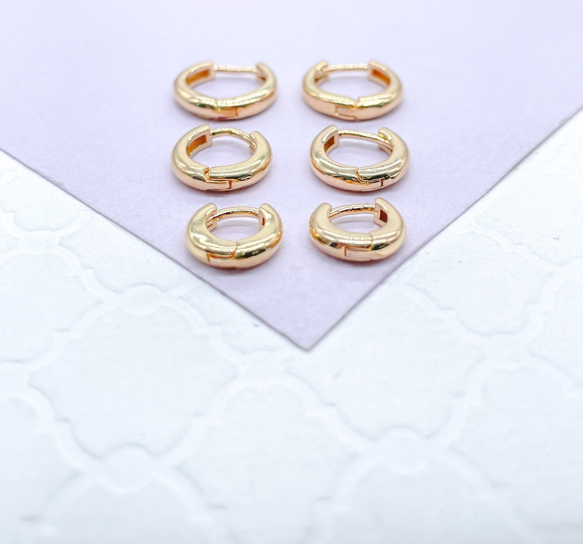 18k Gold Filled Set of 3 Huggie Hoops