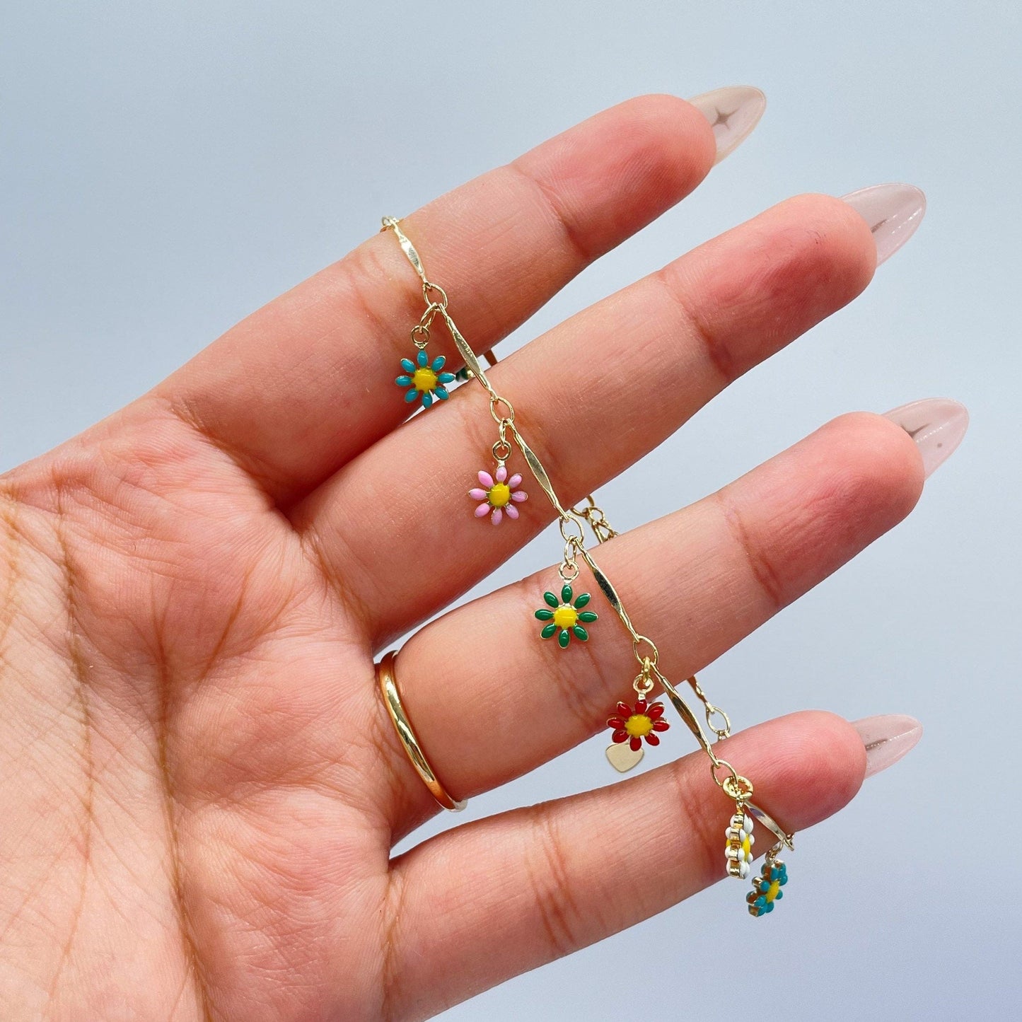 18k Gold Filled Colorful Enamel Flower Set
