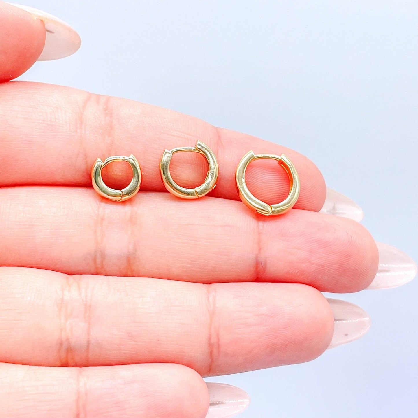 18k Gold Filled Set of 3 Huggie Hoops