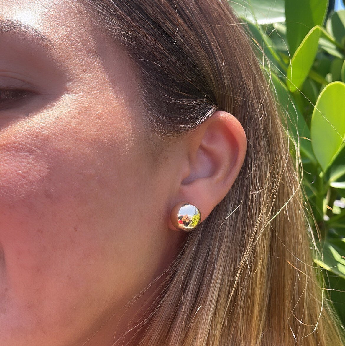 18k Gold Filled XL Plain Ball Stud Earring